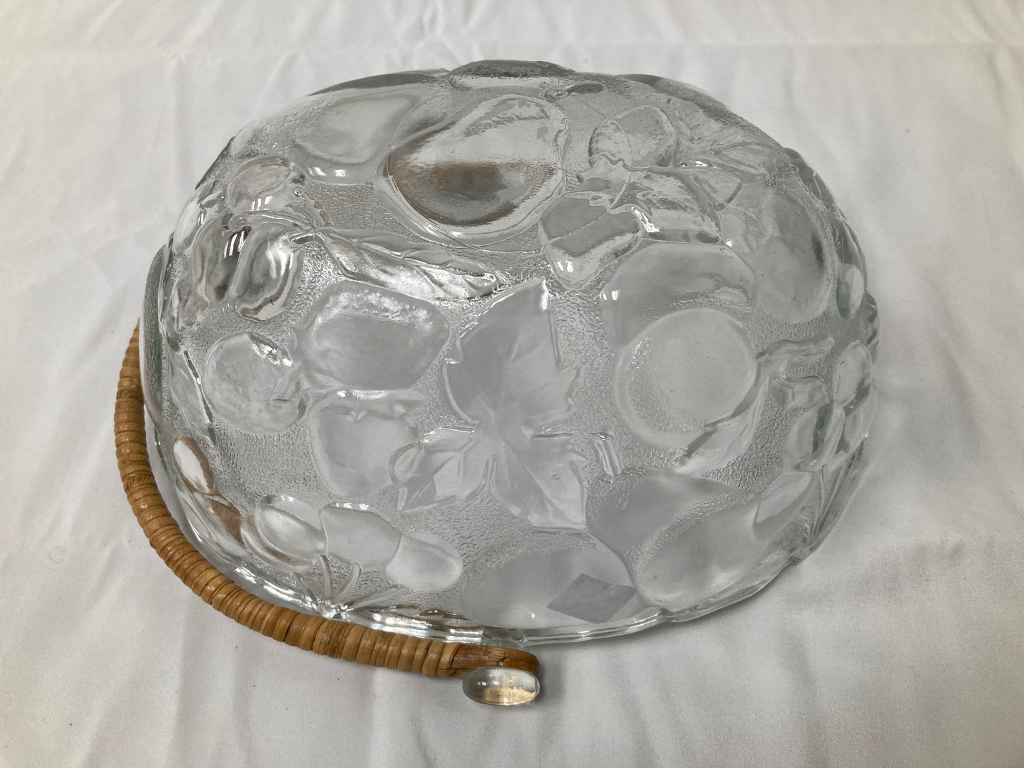 Clear Glass Serving Bowl with Wicker Handle