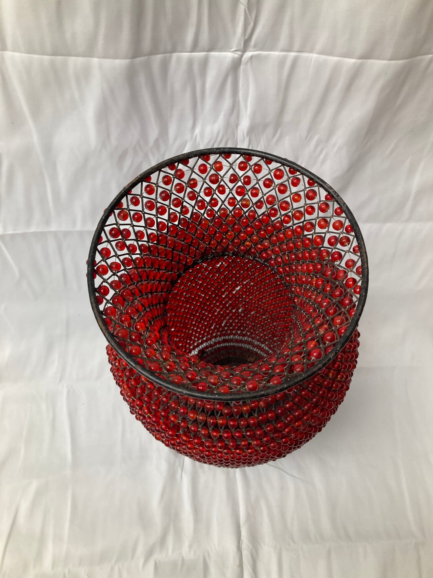 Red Beaded Decorative Vase