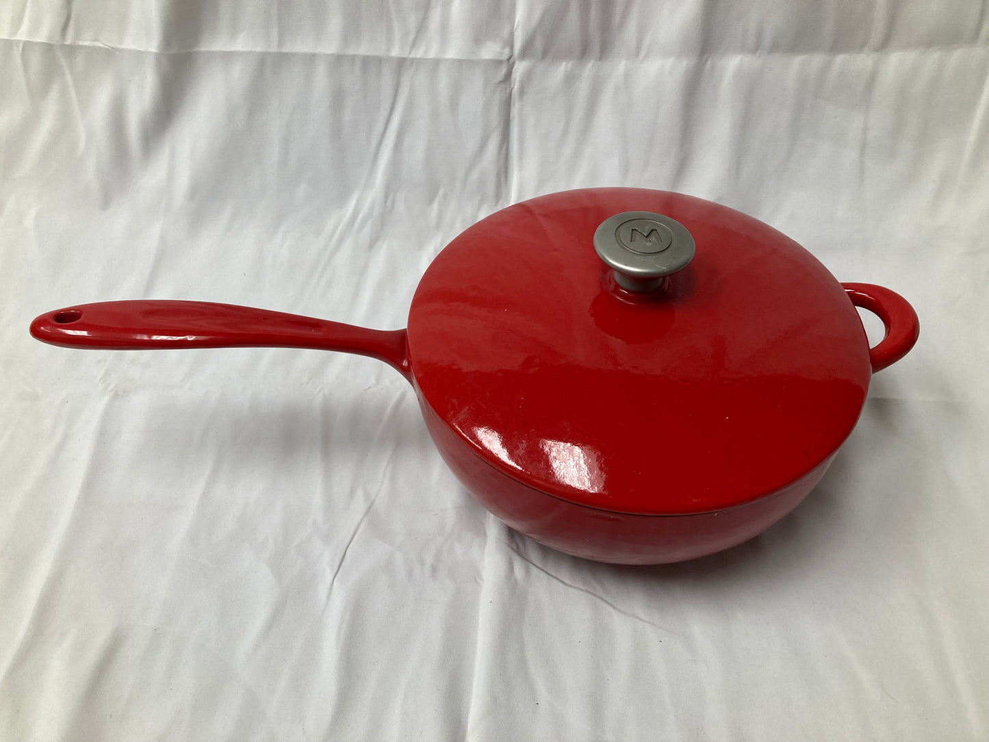 Martha Stewart Red Enameled Cast Iron Sauté Pan with Lid – 10"