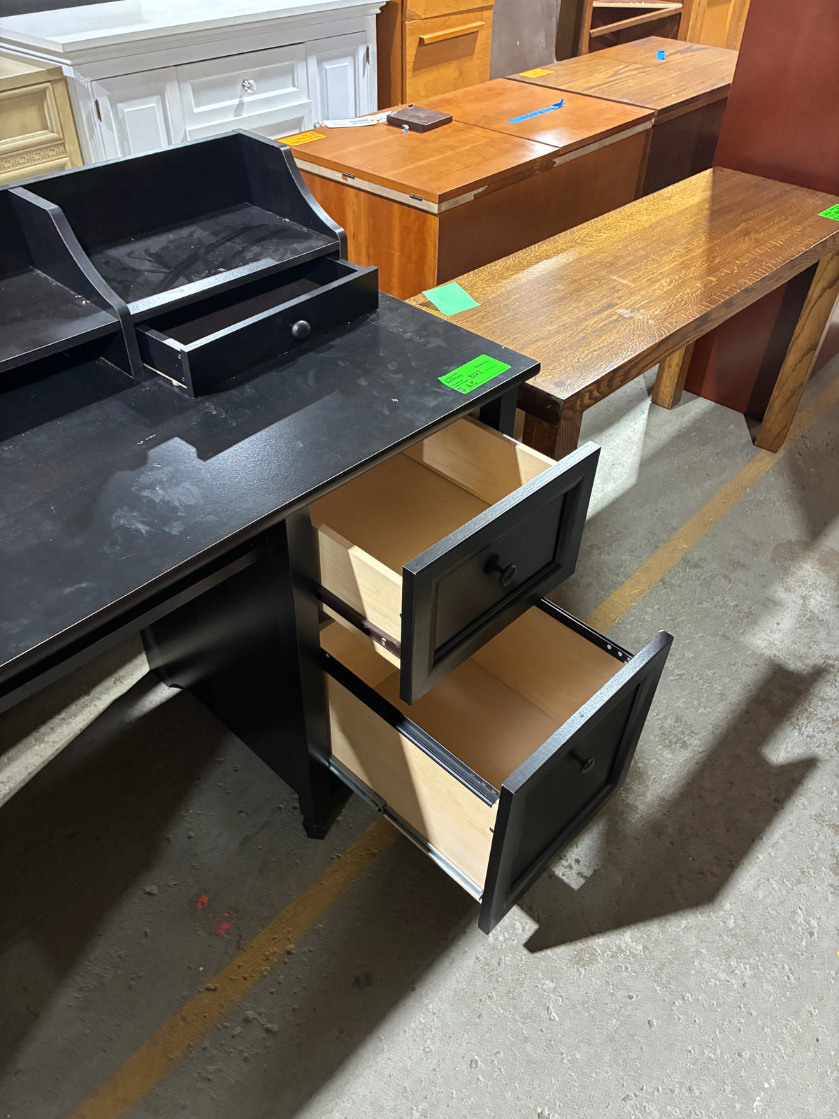 Black Home Office Desk with Organizer Hutch