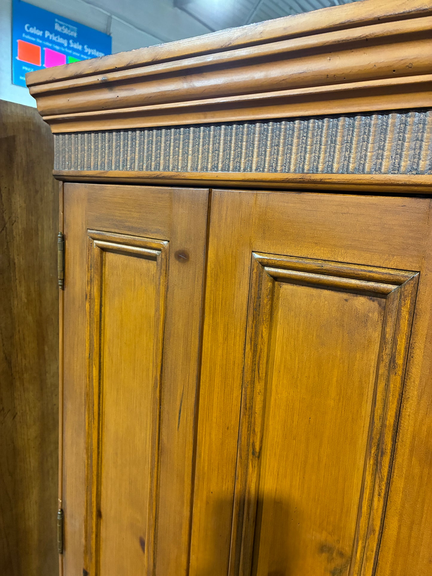 Large Solid Wood Entertainment Armoire / Storage Cabinet