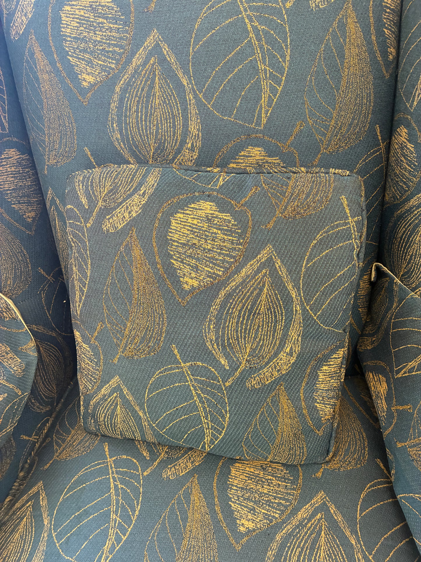 Blue Leaf Pattern Wingback Chair