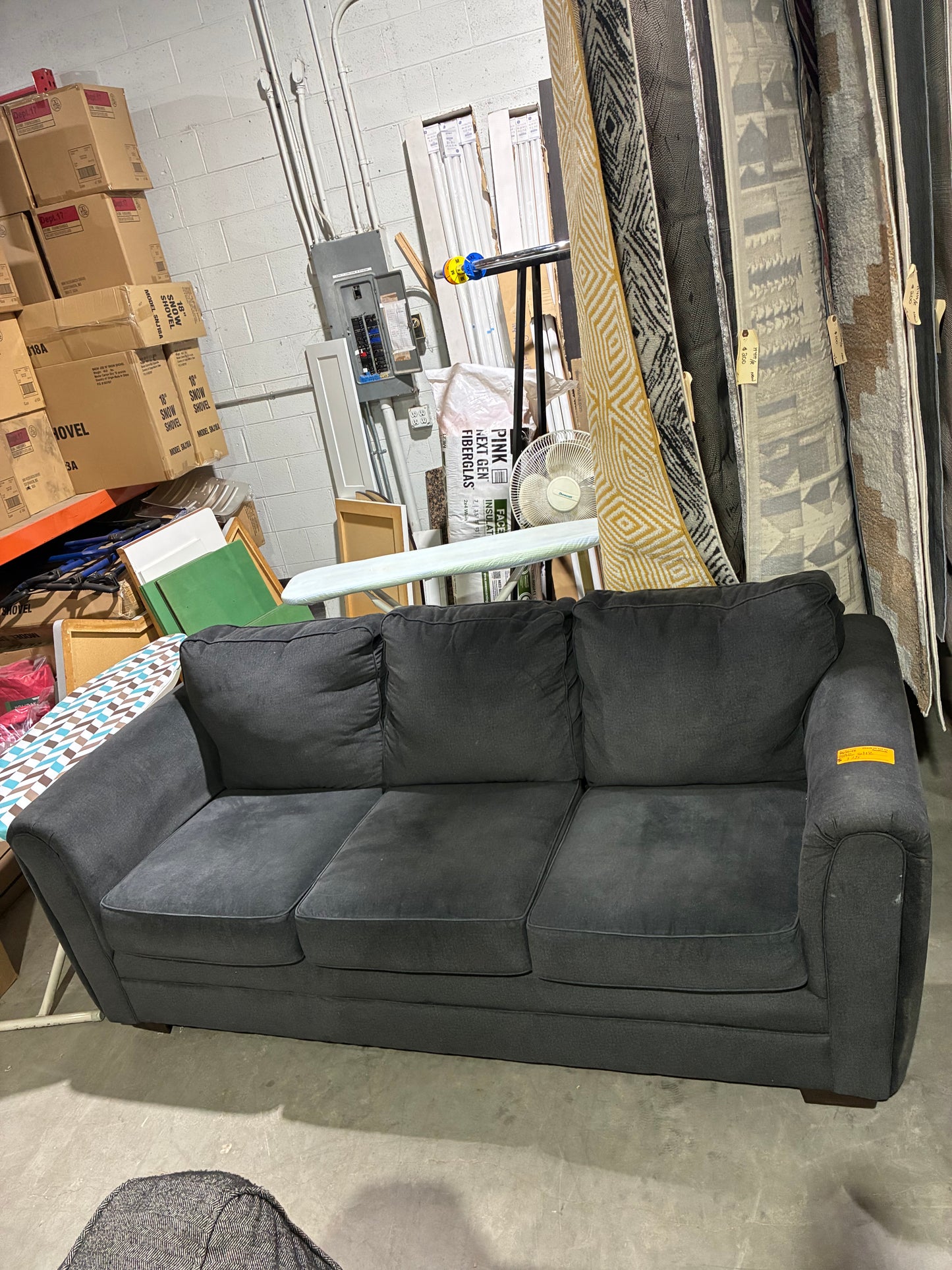 Charcoal Gray Three-Cushion Sofa