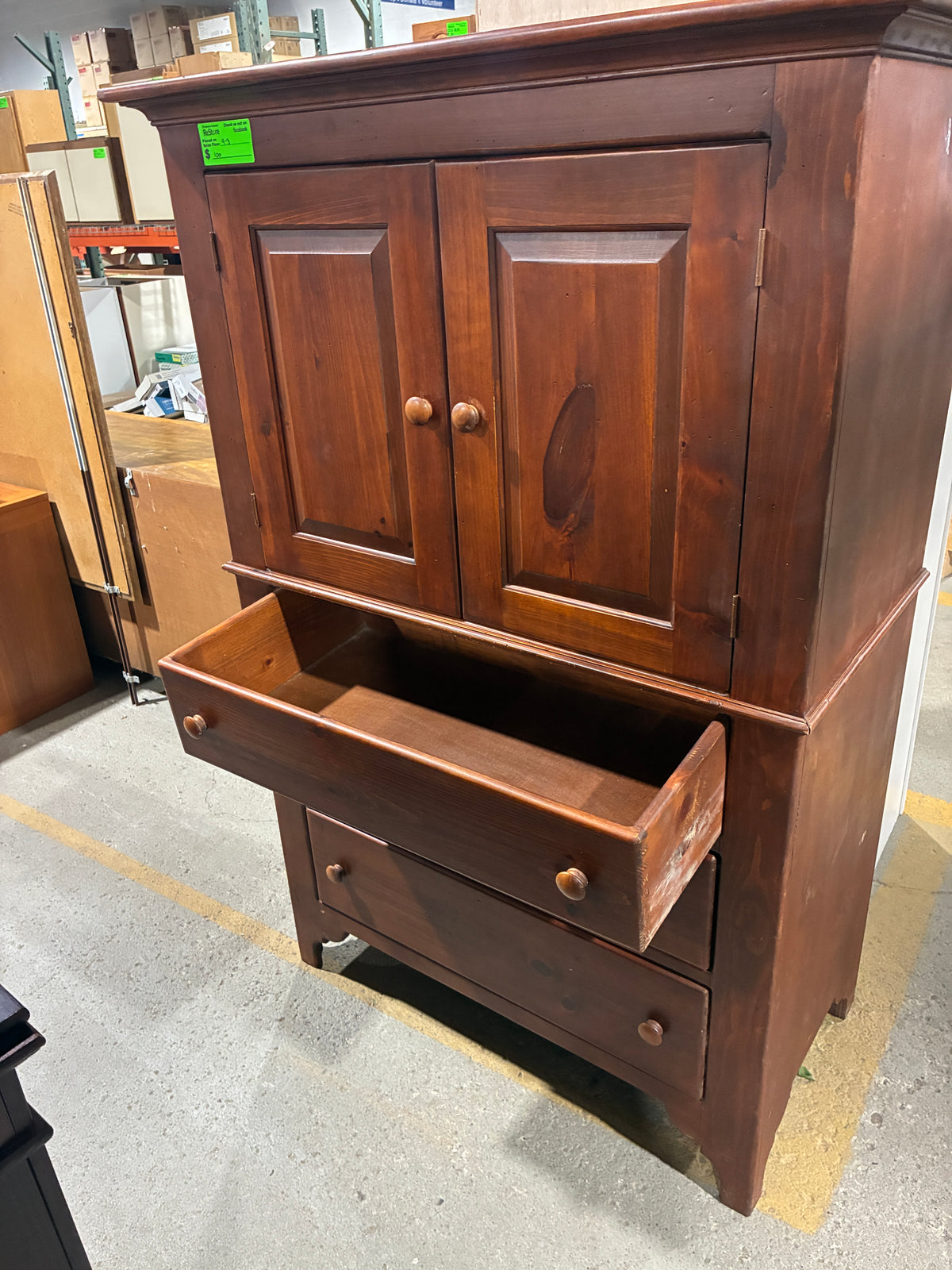 Rustic Wood Storage Armoire with Drawers
