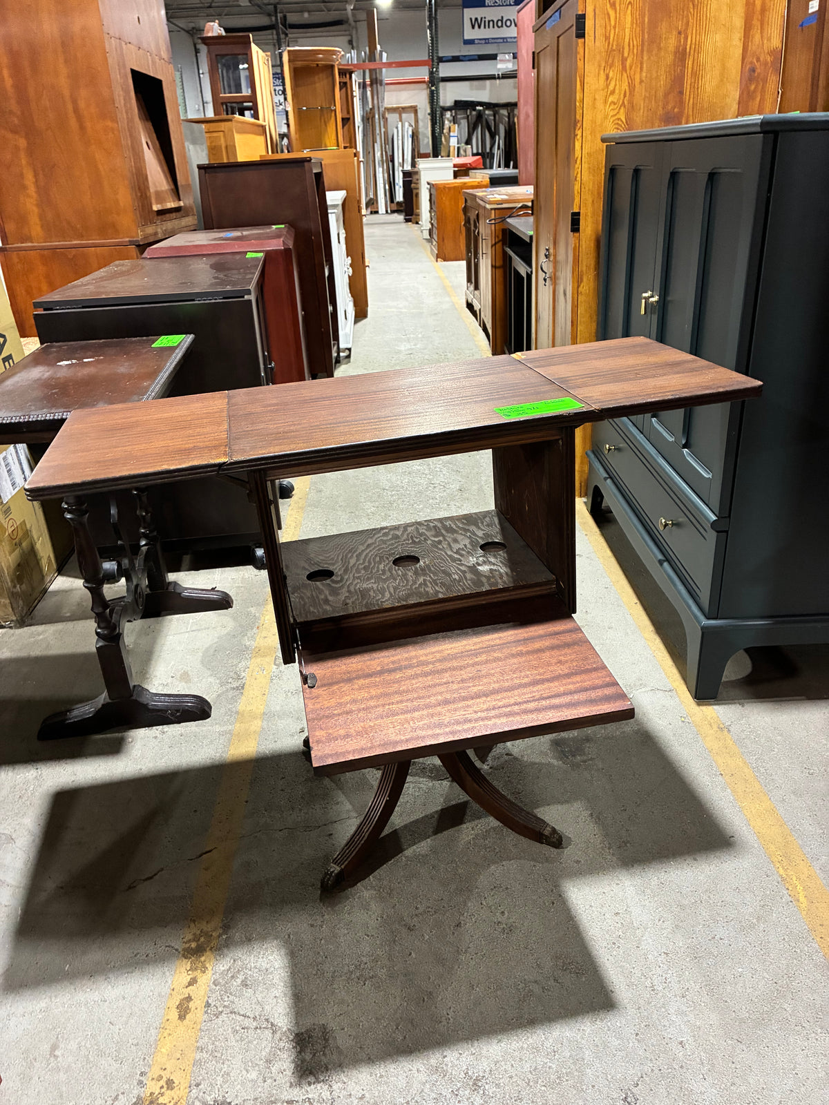 Vintage Drop-Leaf Side Table with Storage
