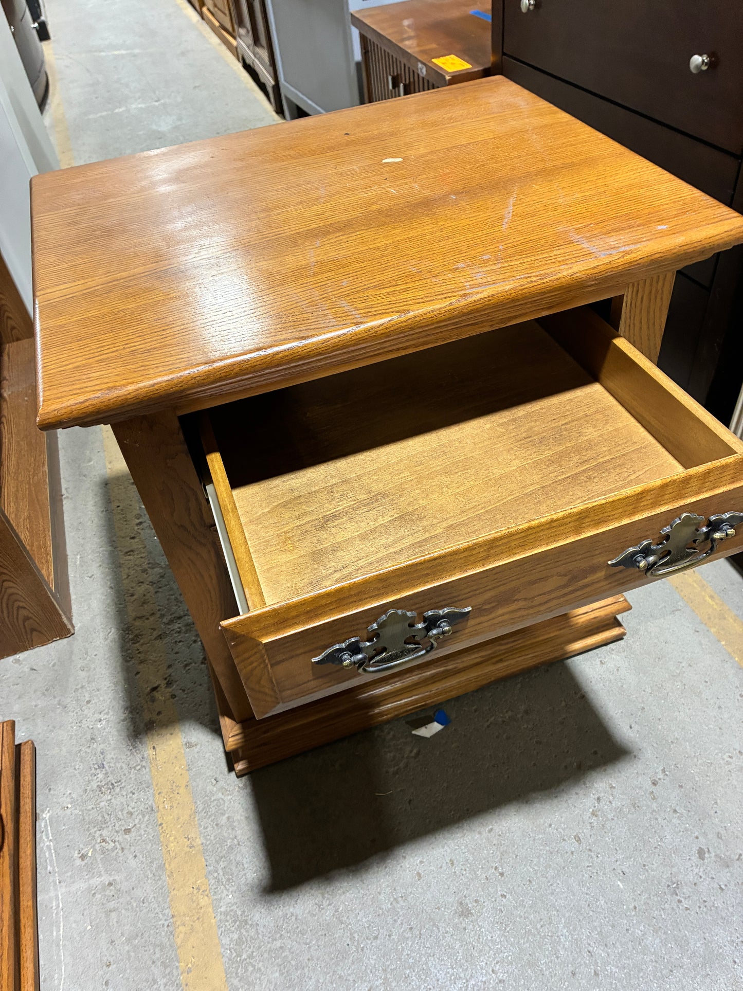 Oak Three-Drawer Nightstand