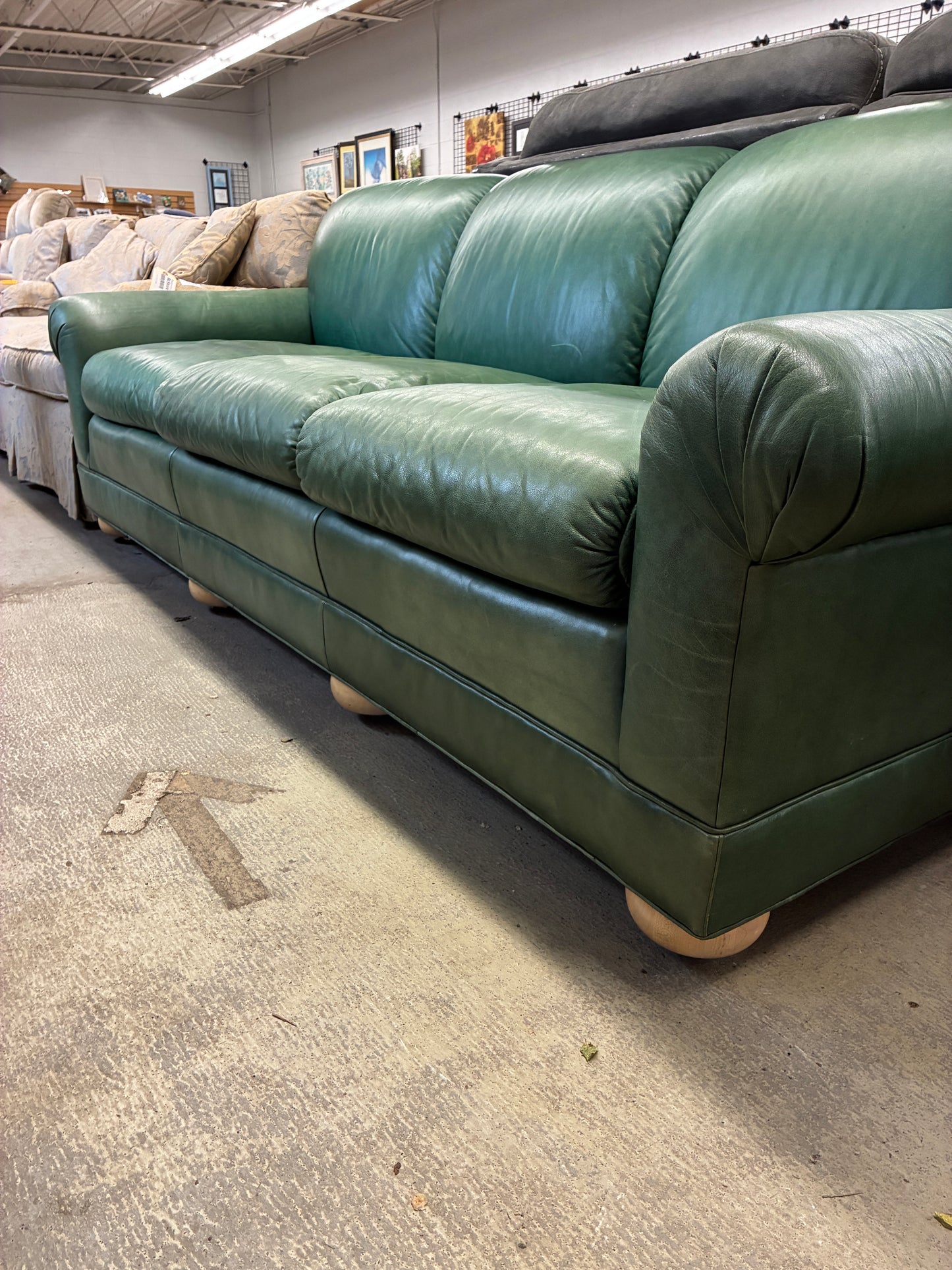 Leathermen’s Guild Green Leather Sofa