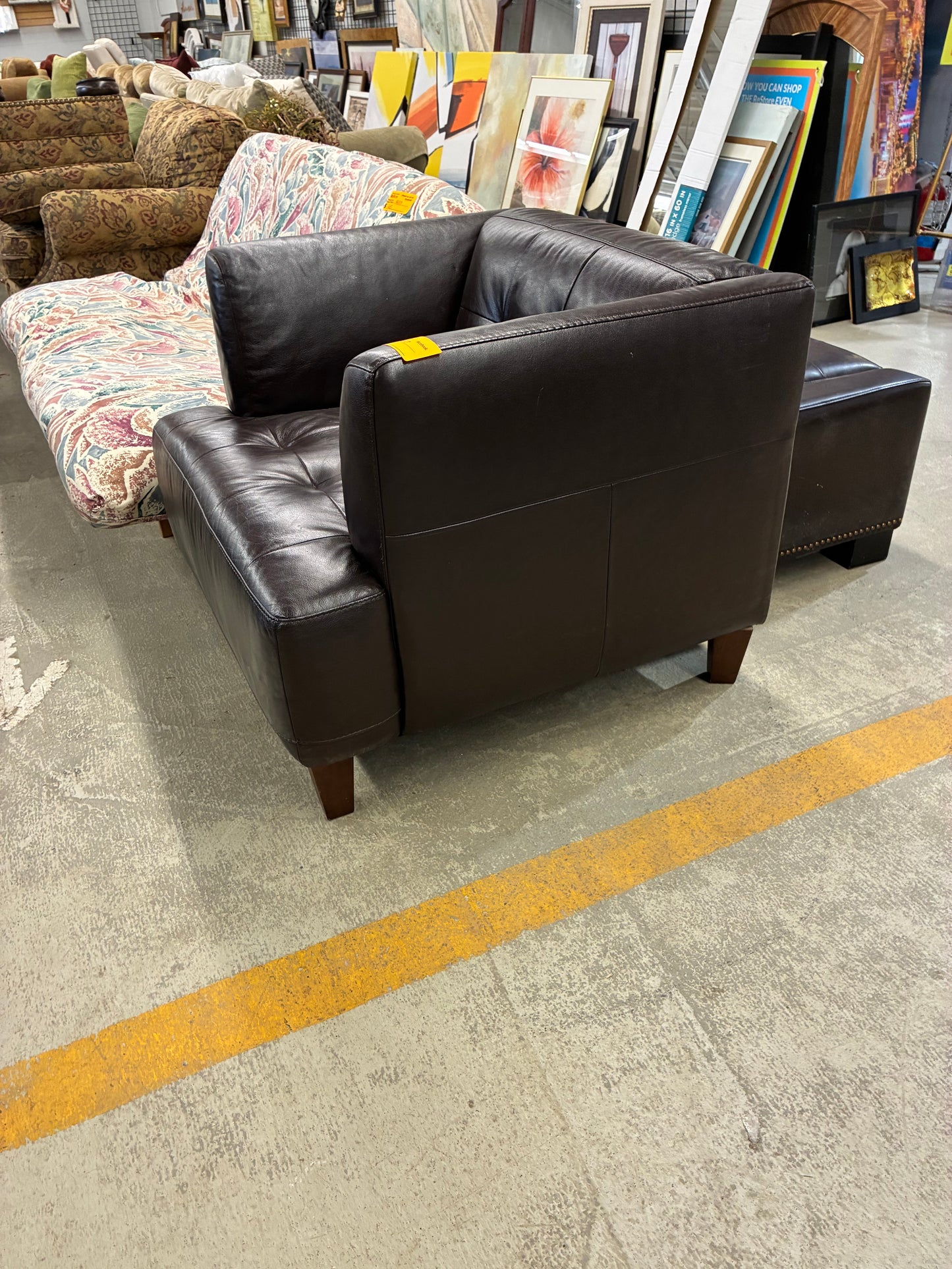 Dark Brown Leather Club Chair #1