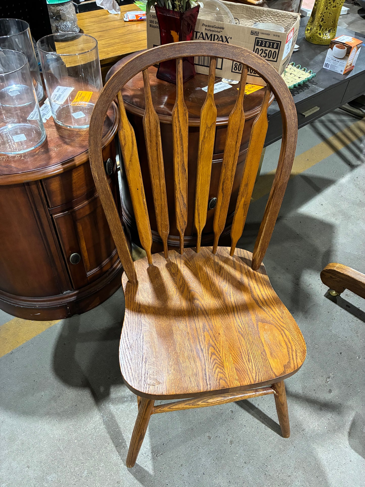 Oak Pedestal Dining Table Set with 3 Chairs