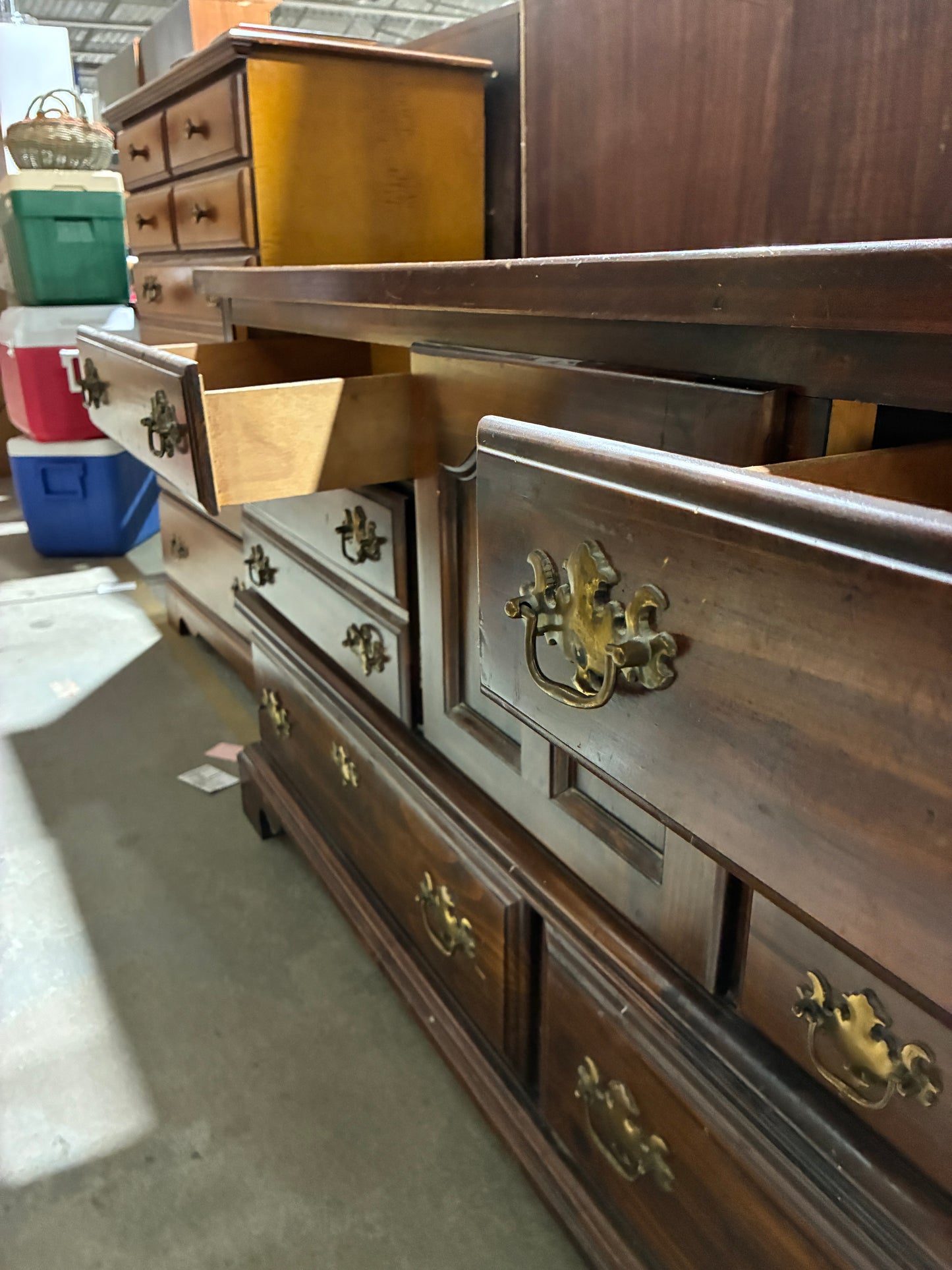 Vintage Solid Wood Dresser with Cabinet Storage