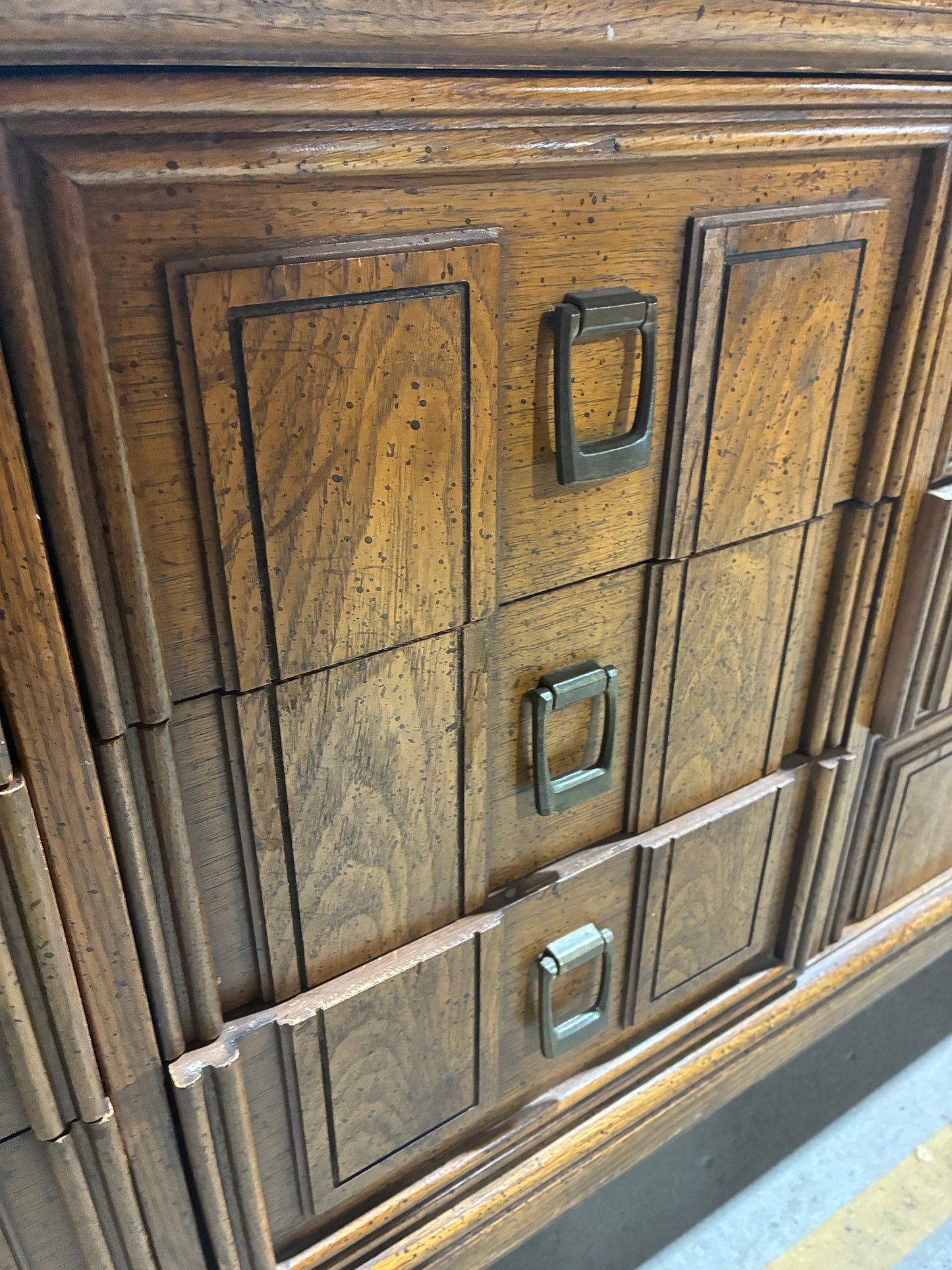 Vintage Wood Nine-Drawer Dresser