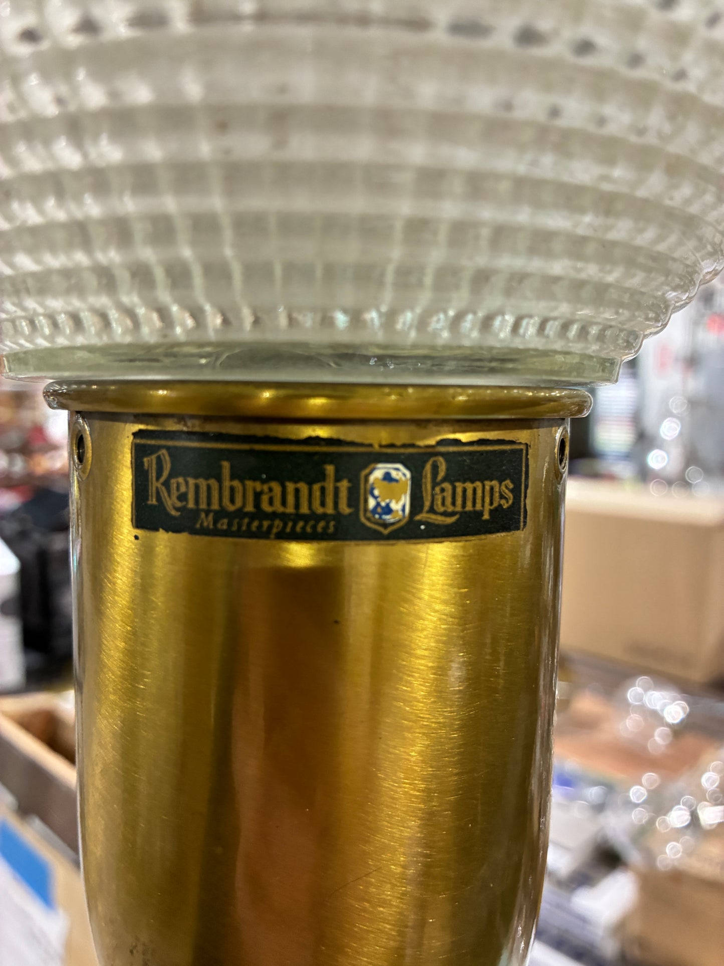 Rembrandt Lamps Vintage Table Lamp with Glass Shade