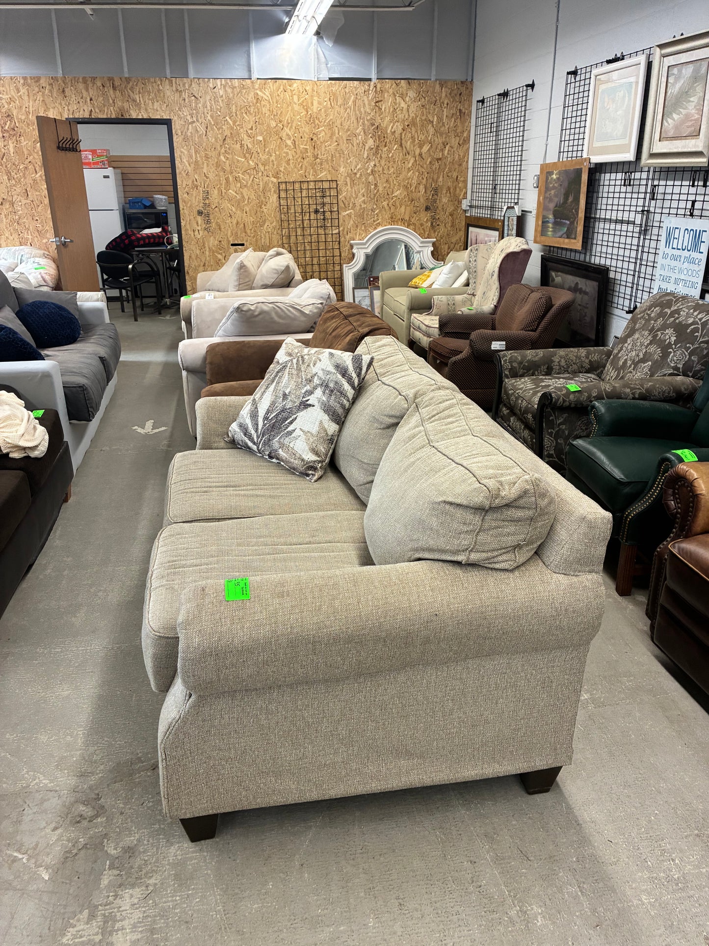 Neutral Beige Upholstered Loveseat