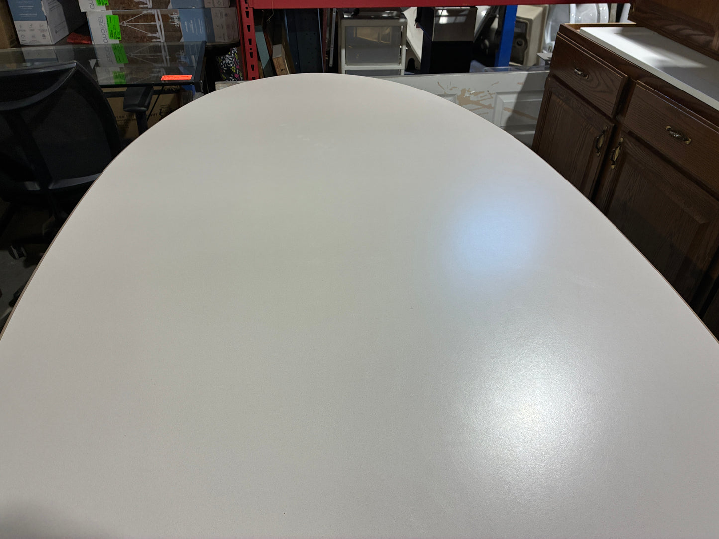 Large Oval Rolling Conference Table with Chrome Base