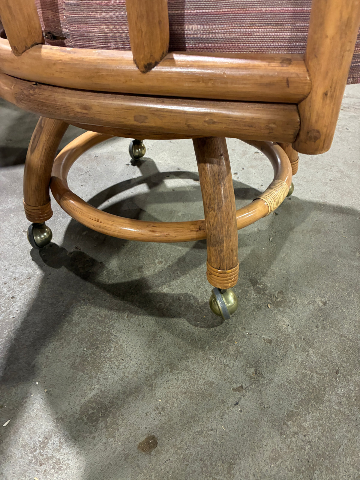 Vintage Rattan Dining Table & Four Rolling Armchairs