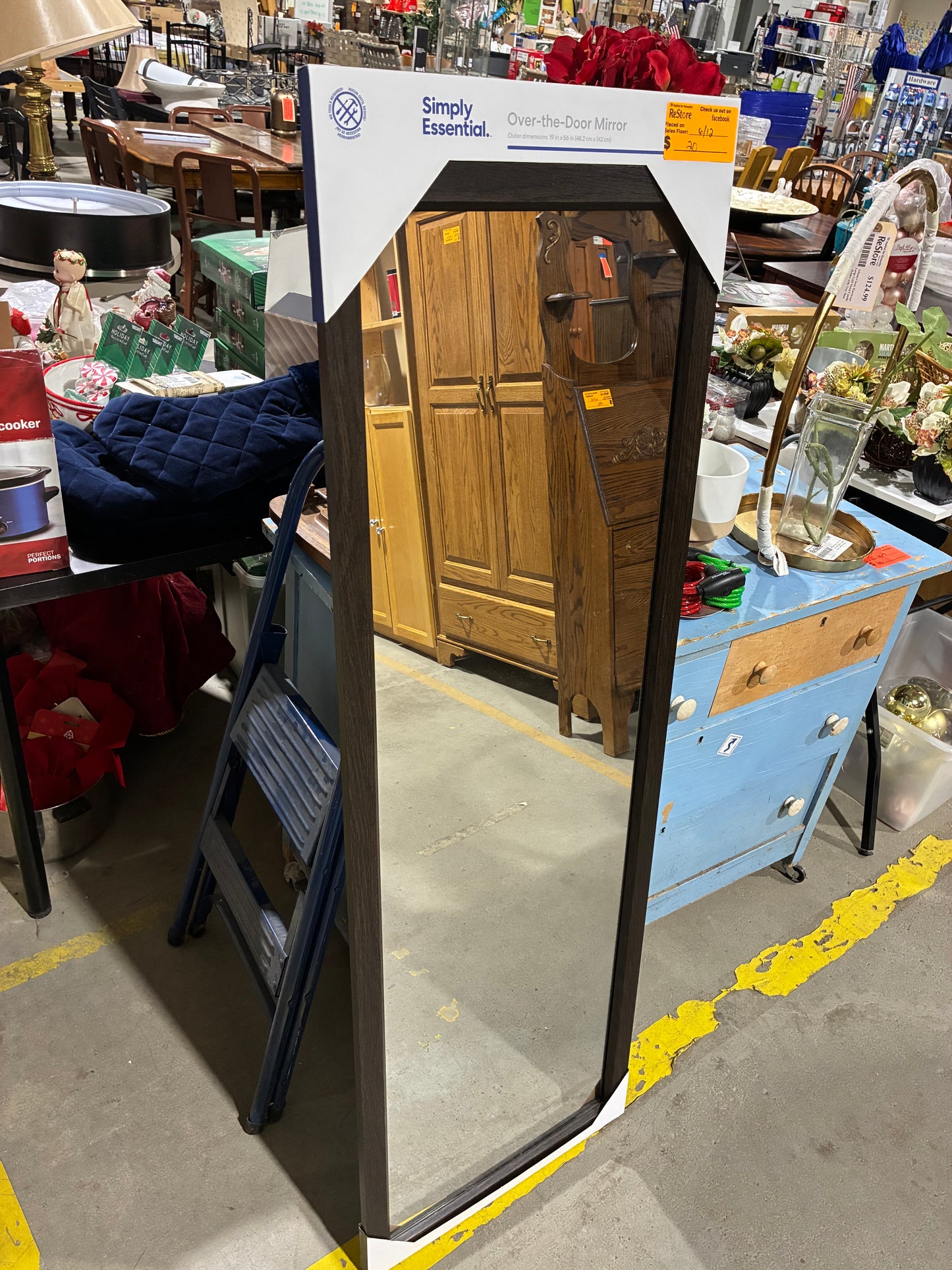 Simply Essential Dark Wood Over-the-Door Mirror