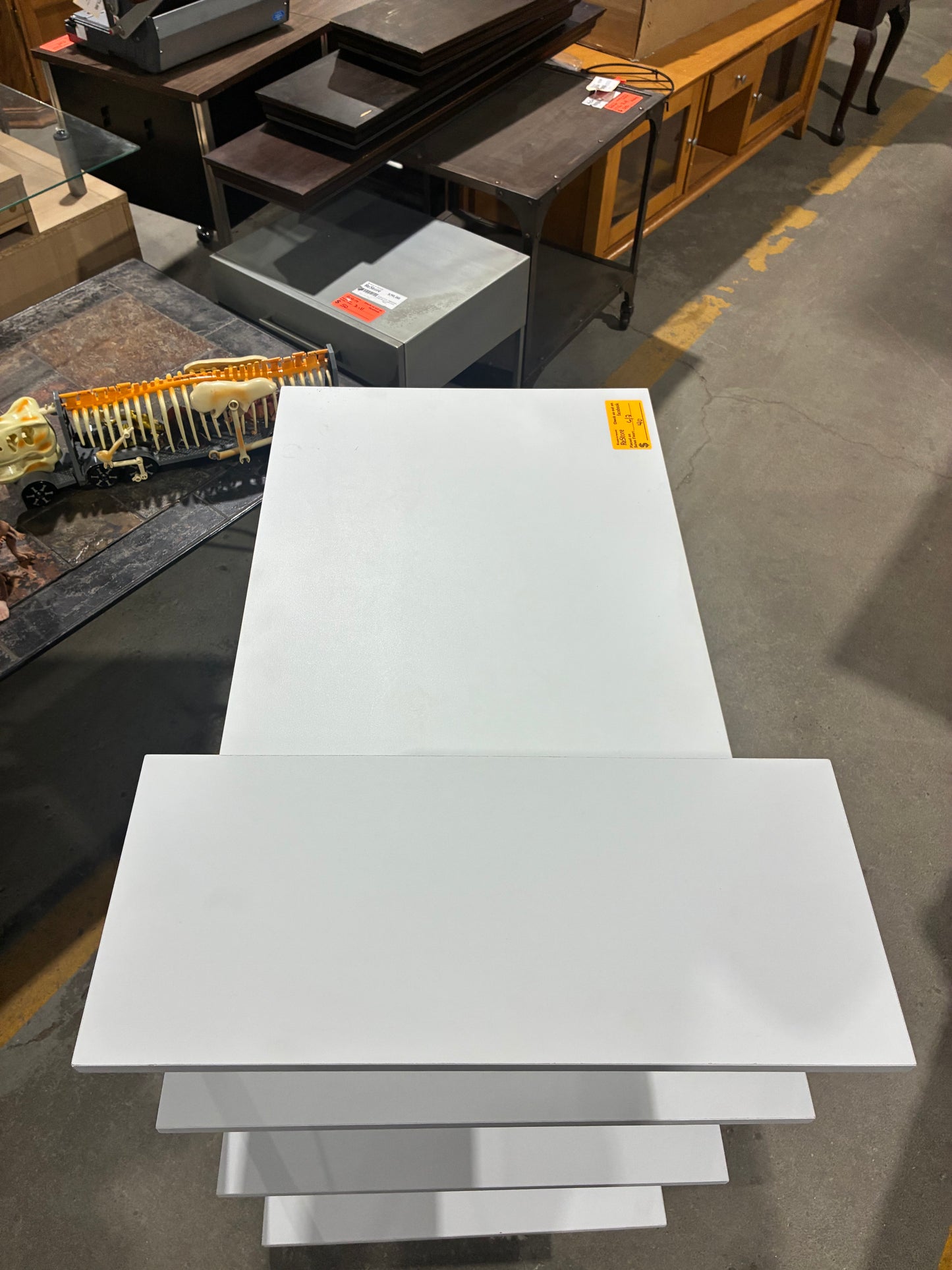 Modern White Computer Desk with Storage Shelves
