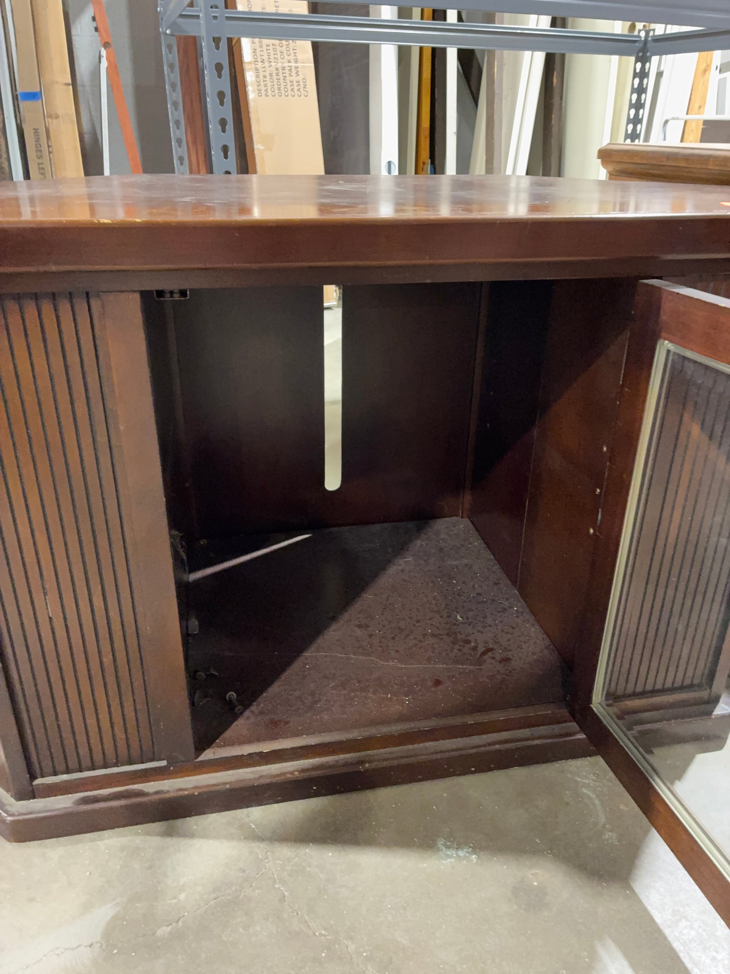 Corner TV Stand with Glass Door Cabinet