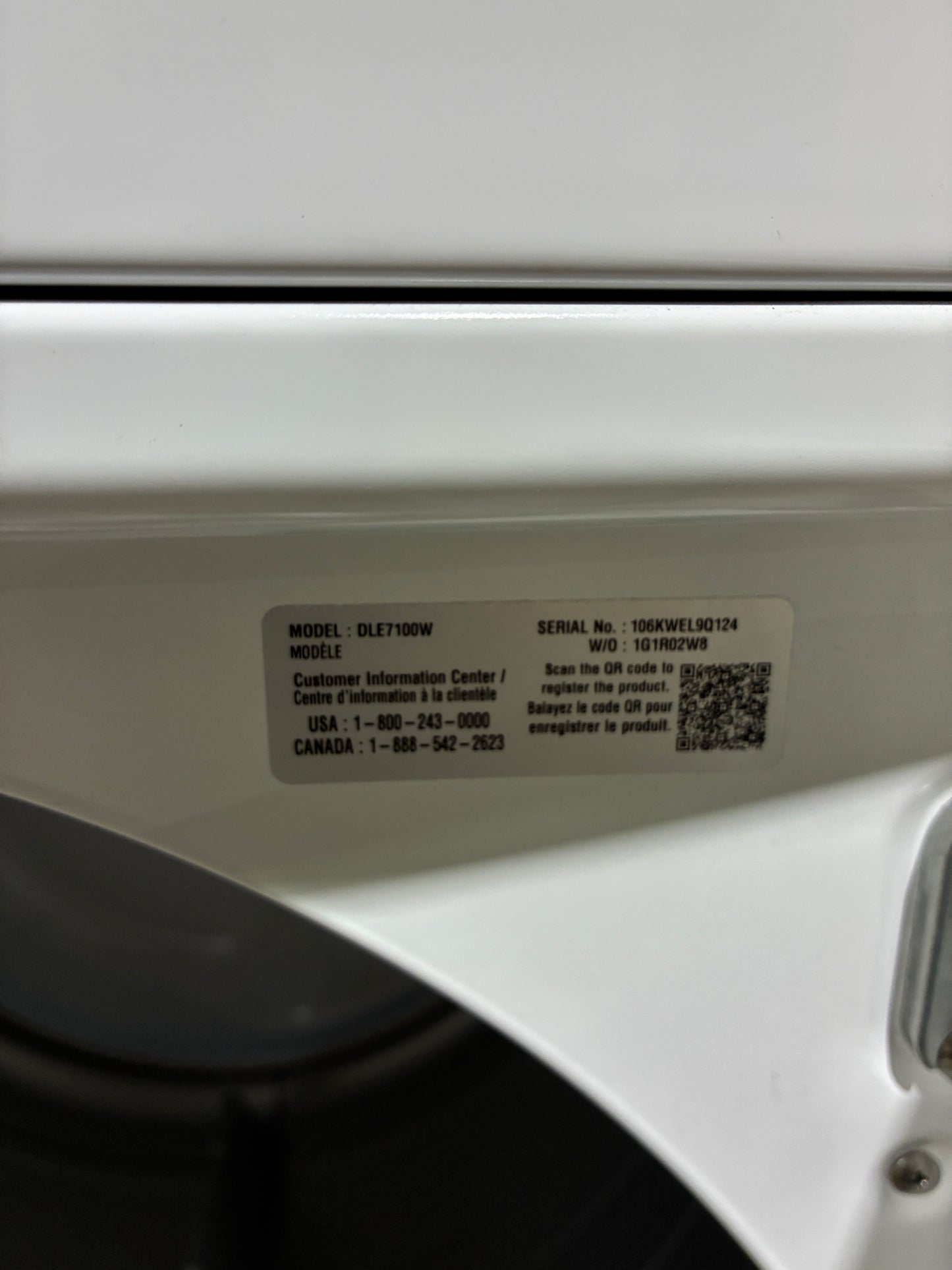 LG Sensor Dry Electric Dryer (Model DLE7100W)