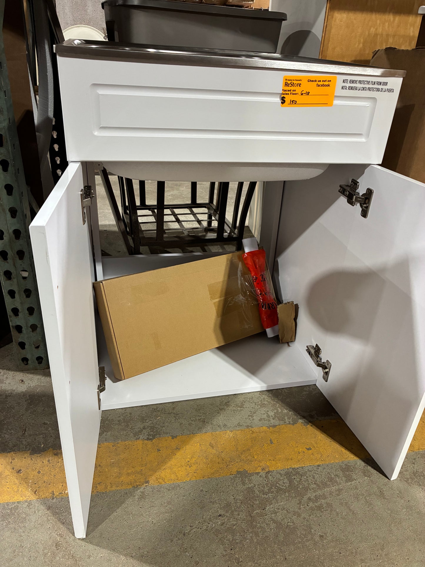 Style Selections White Utility Sink Cabinet with Stainless Steel Basin