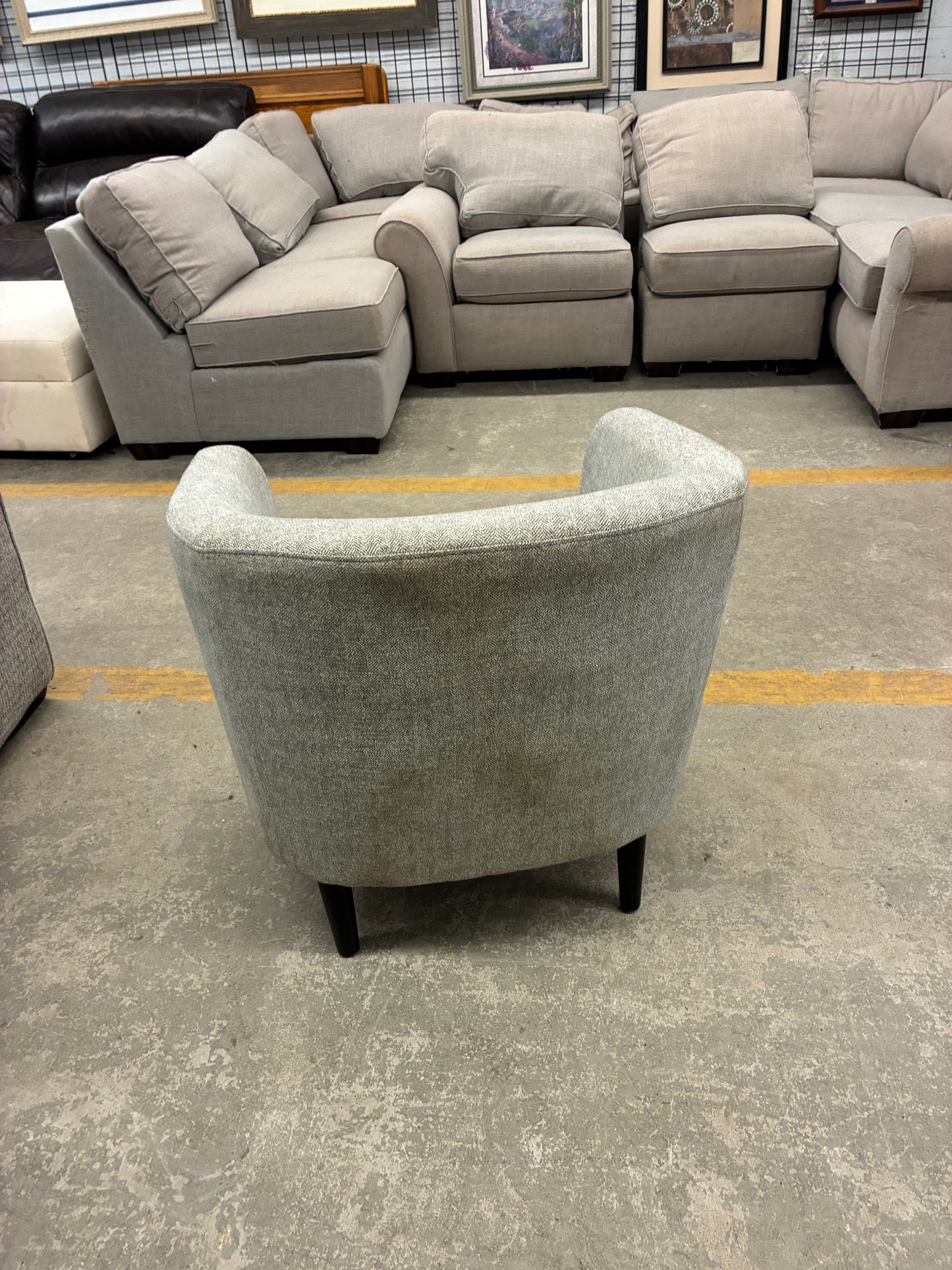 Modern Gray Barrel Accent Chair