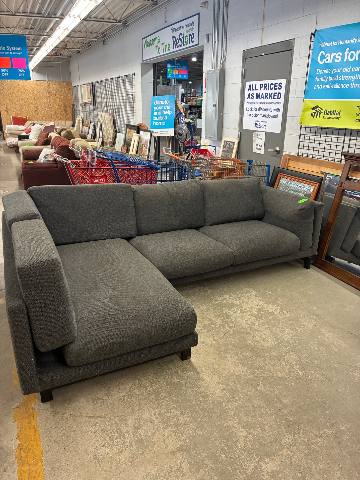 Dark Gray L-Shaped Sectional Sofa