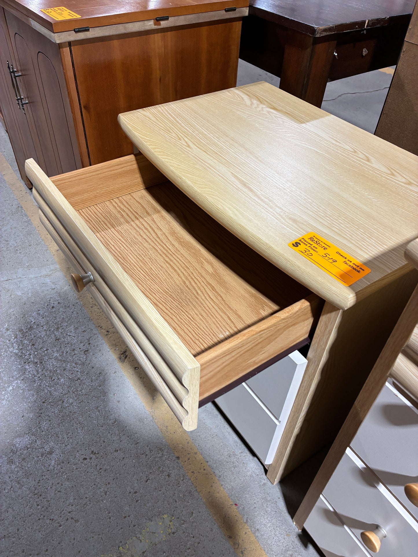 3-Drawer Oak Nightstand