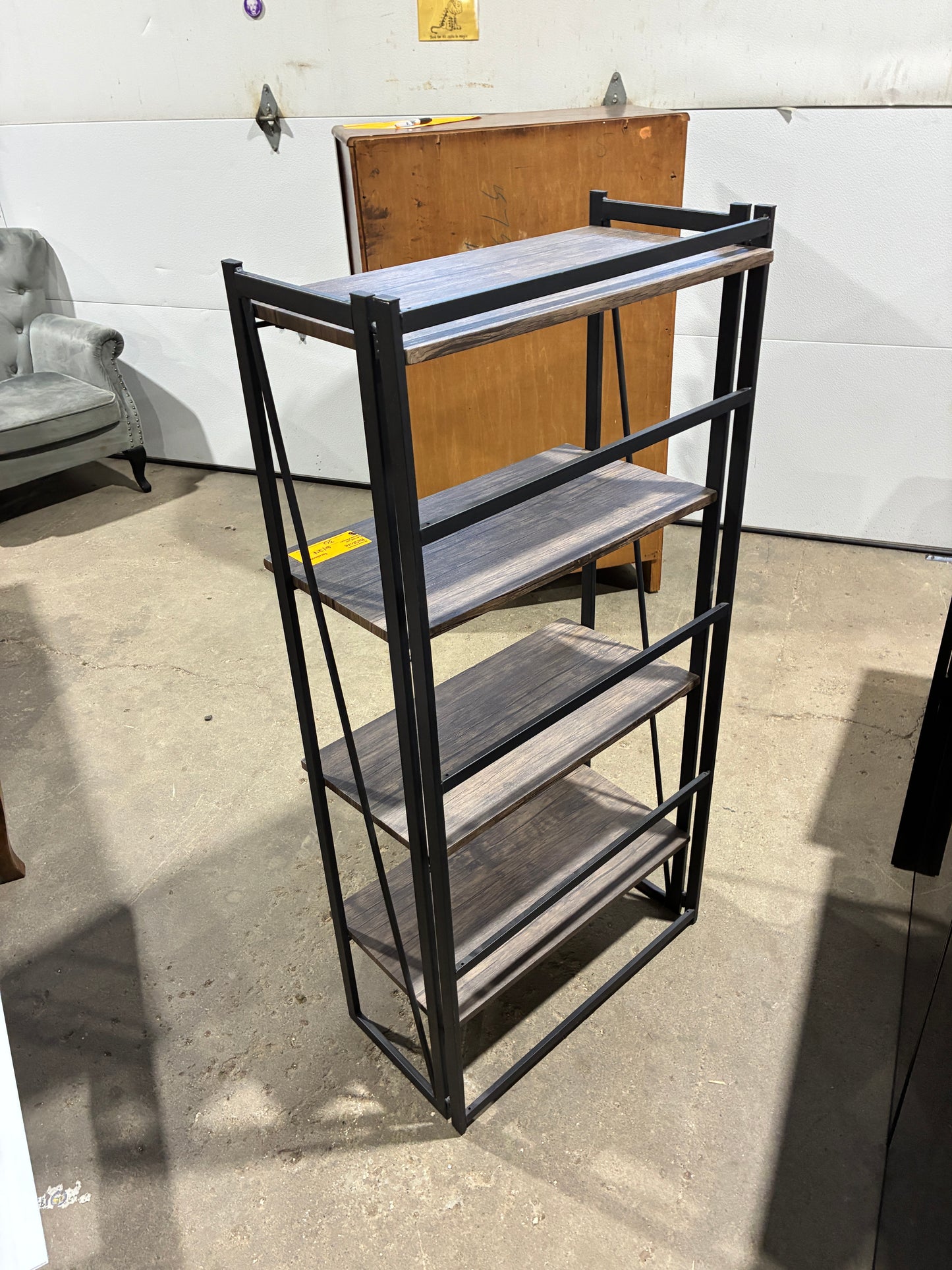 Industrial Wood & Metal 4-Tier Bookshelf