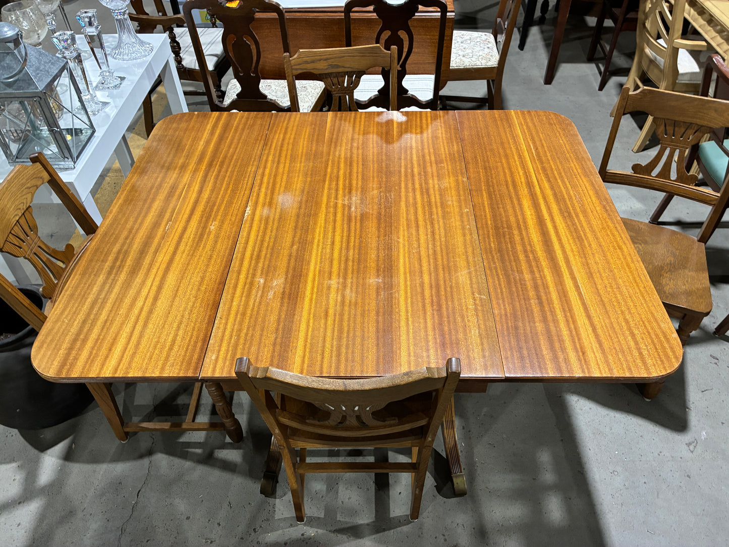 Vintage Wood Drop-Leaf Dining Table Set with 4 Chairs
