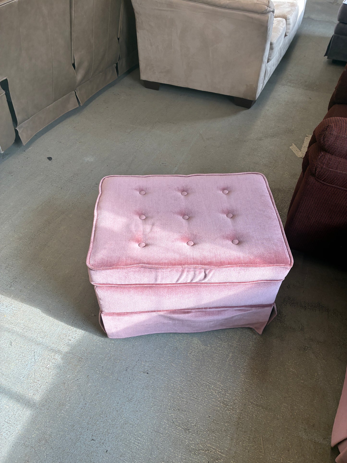 Blush Pink Accent Chair with Ottoman