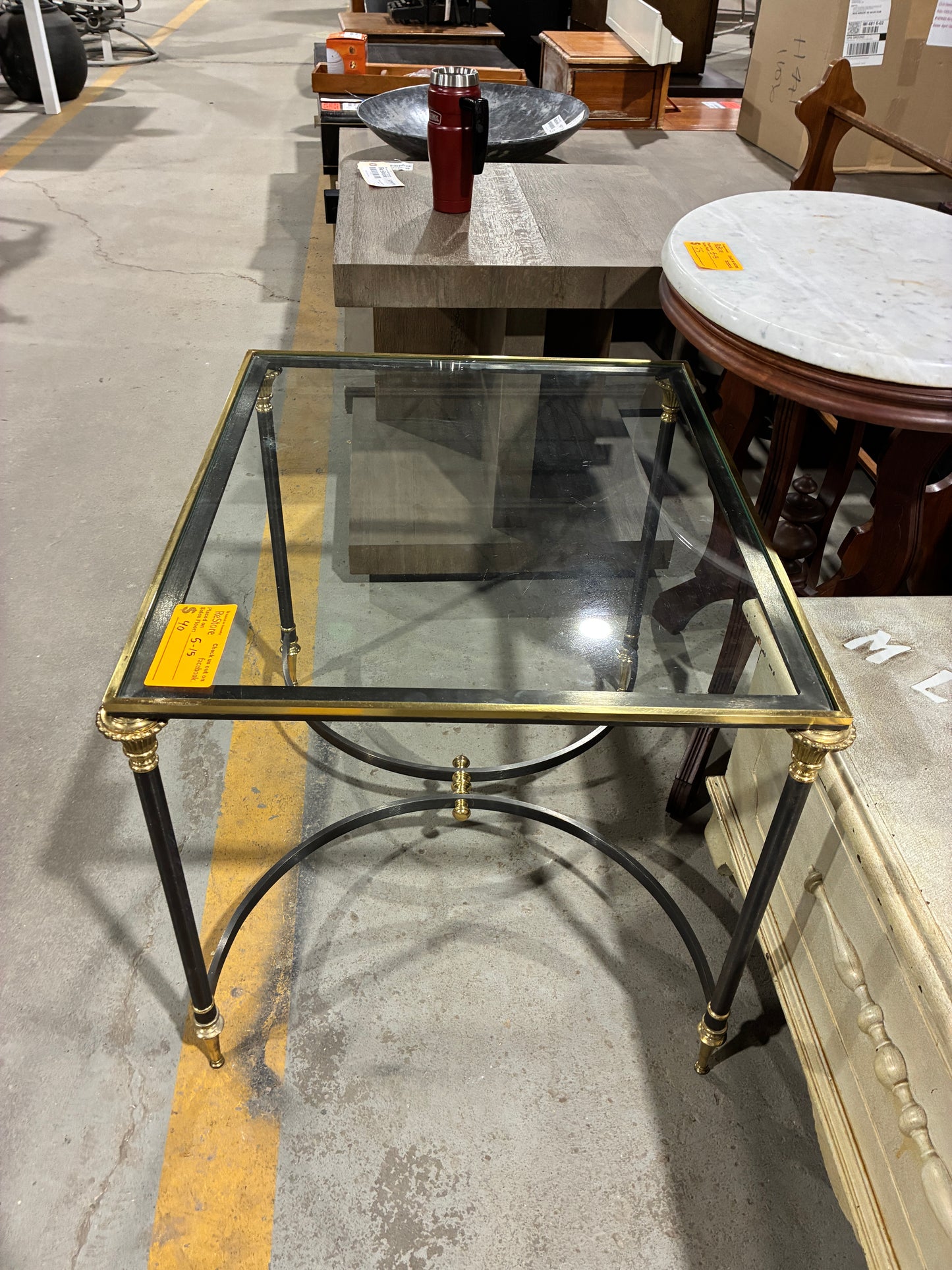 Glass Top Accent Table with Metal Base