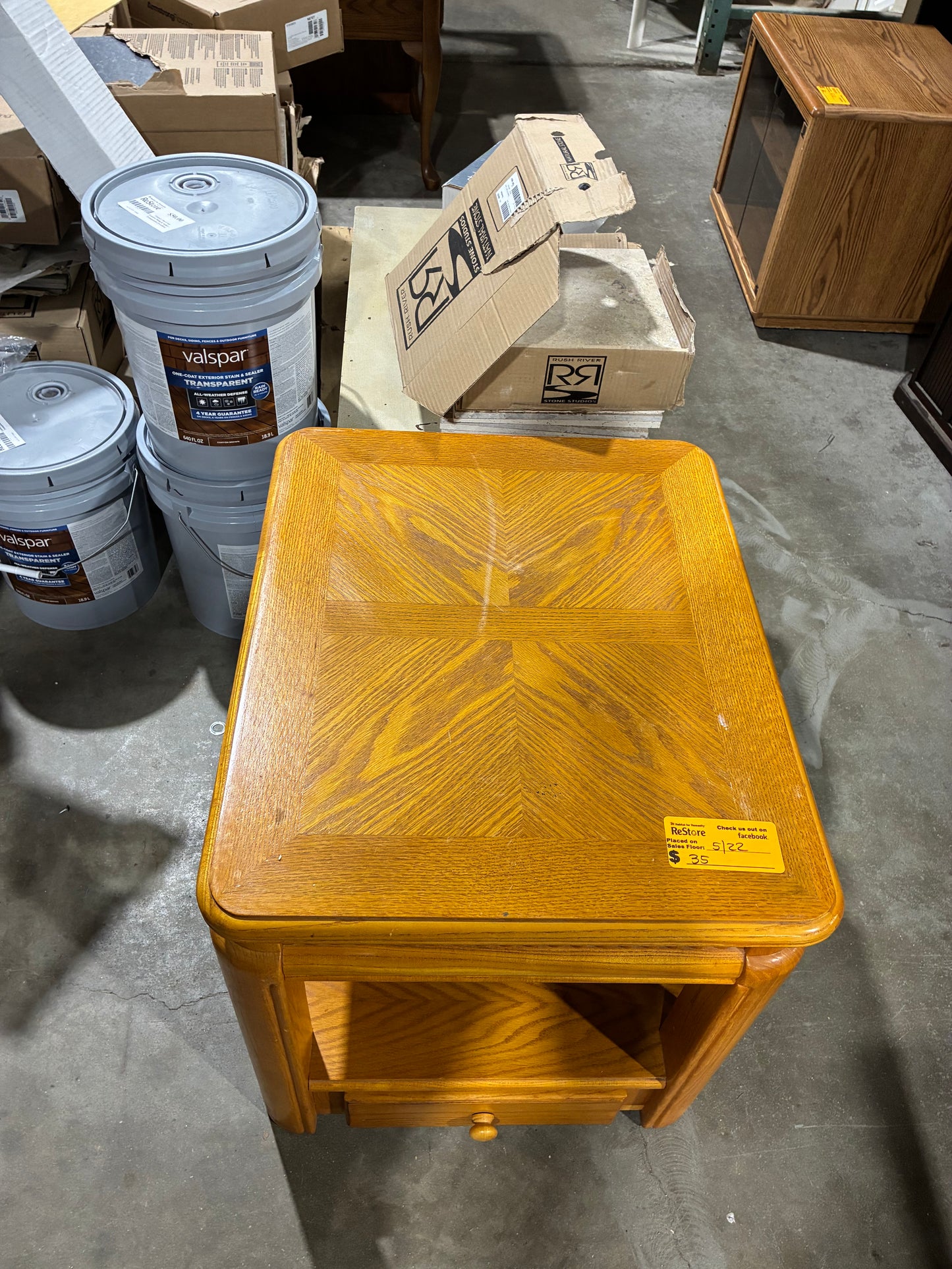 Oak End Table with Storage Drawer #2
