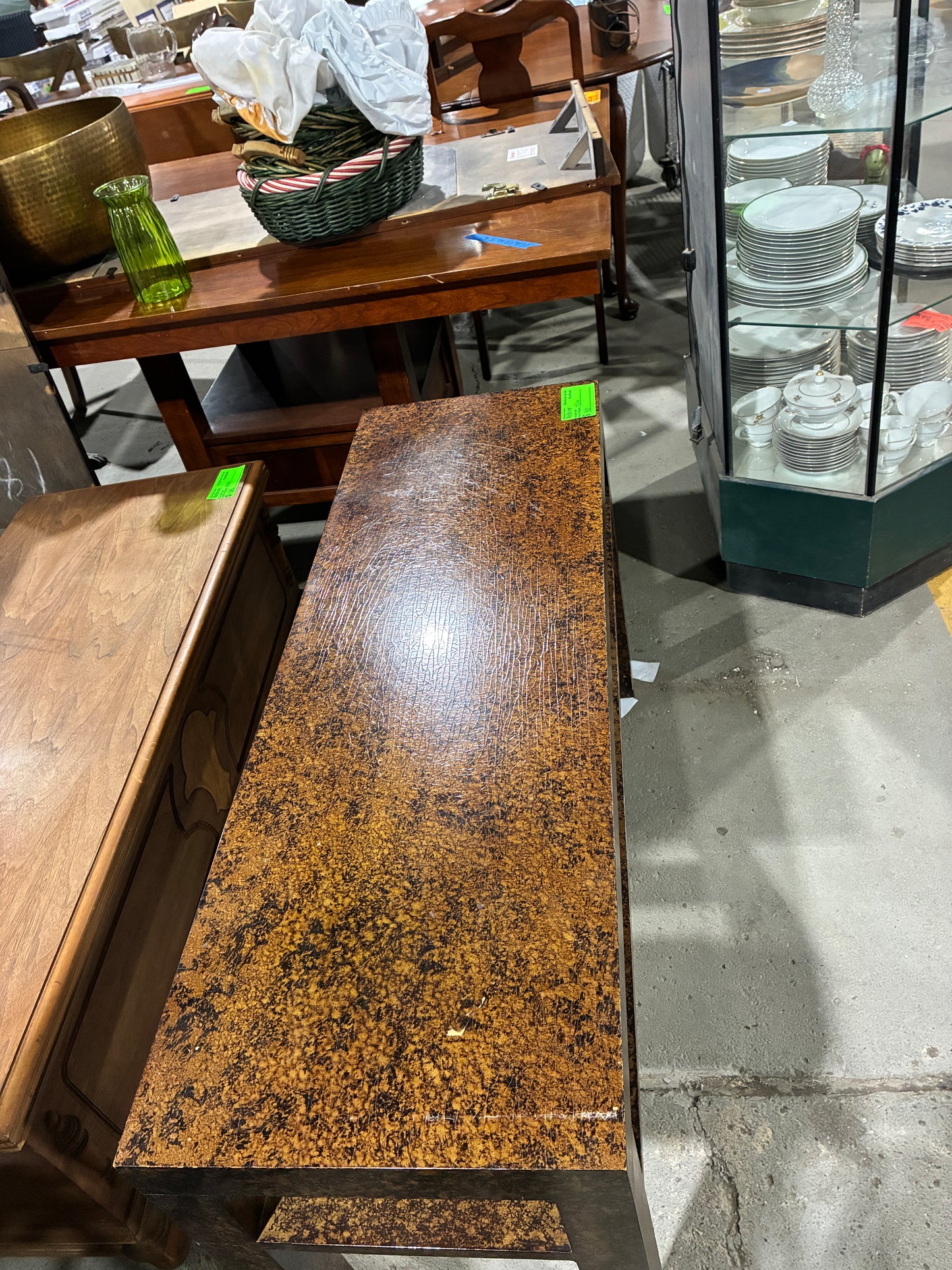 Contemporary Faux Stone Console Table
