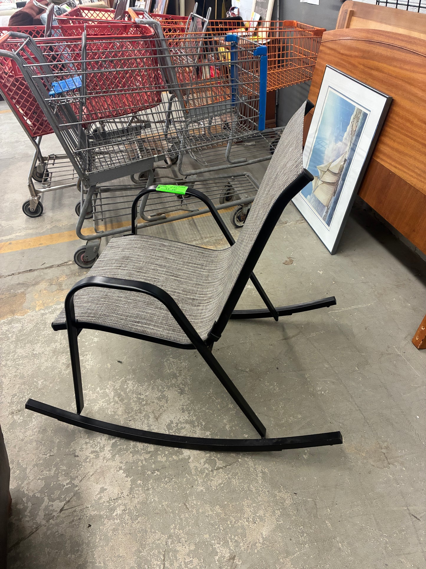 Modern Gray Sling Rocking Chair