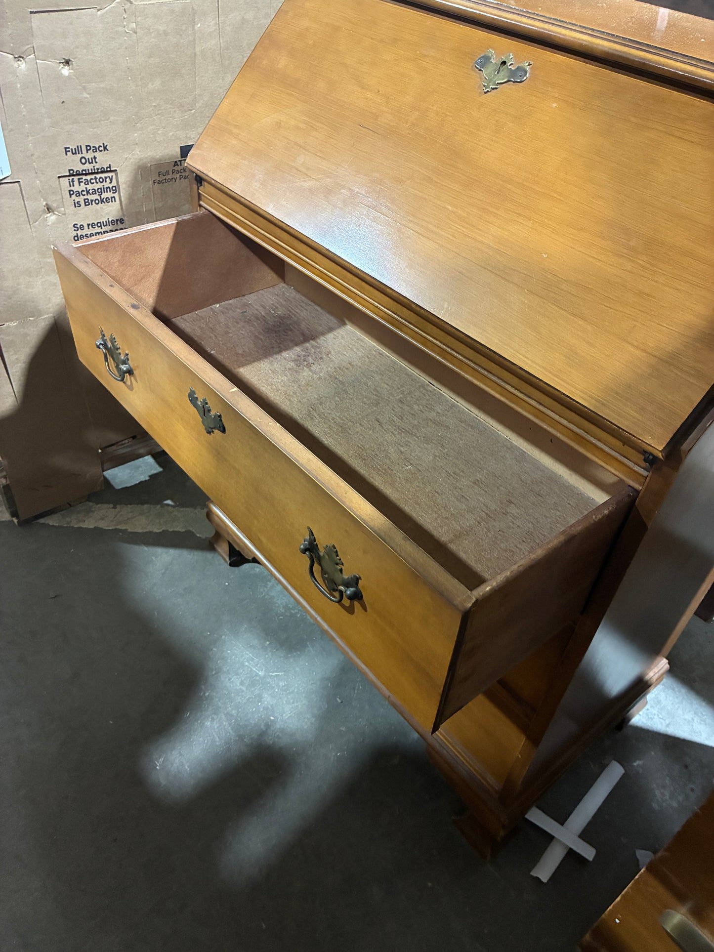 Wooden Drop Front Secretary Desk