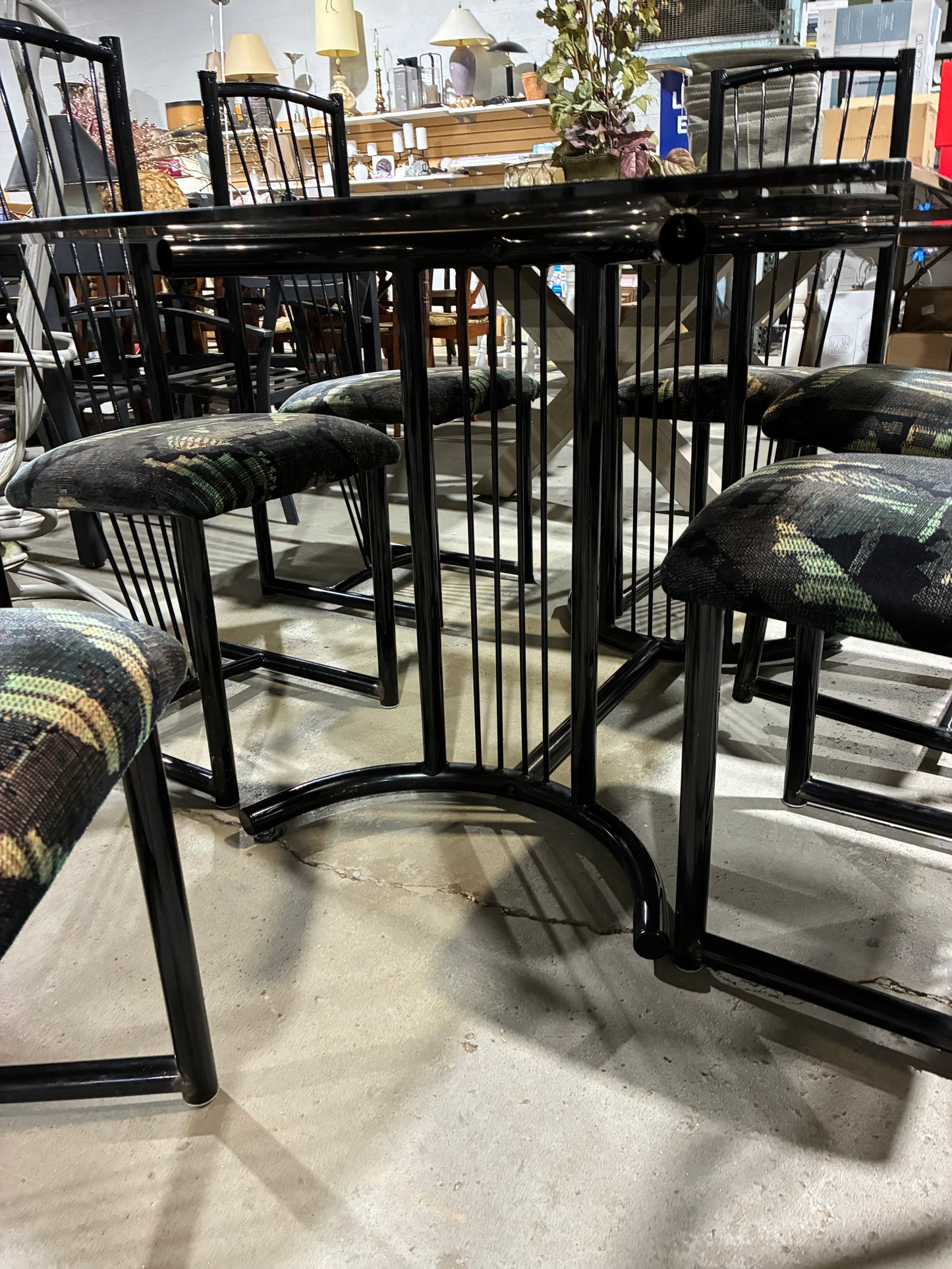 Modern Glass Top Dining Set with 6 Chairs