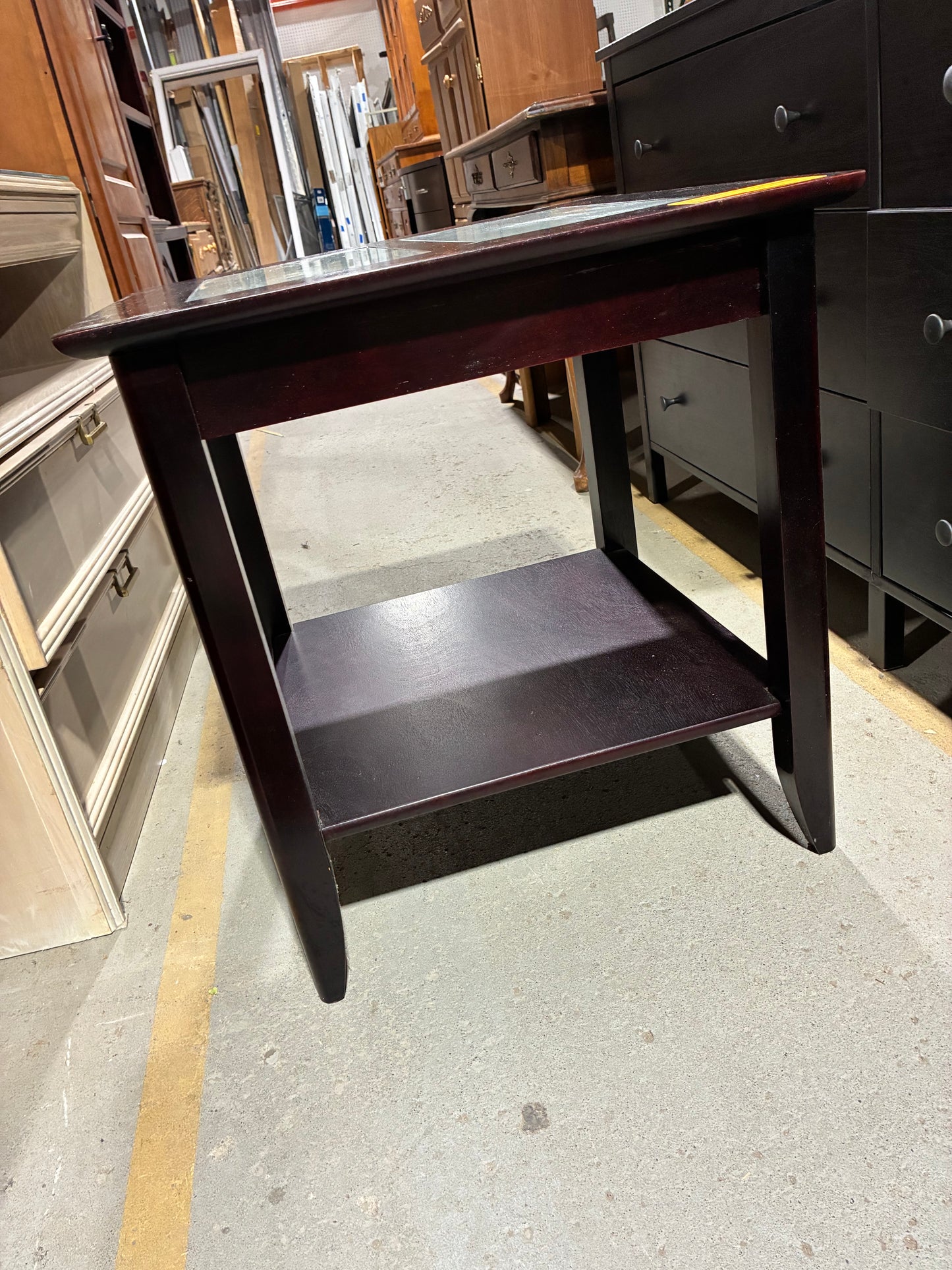 Dark Espresso Glass Top End Table