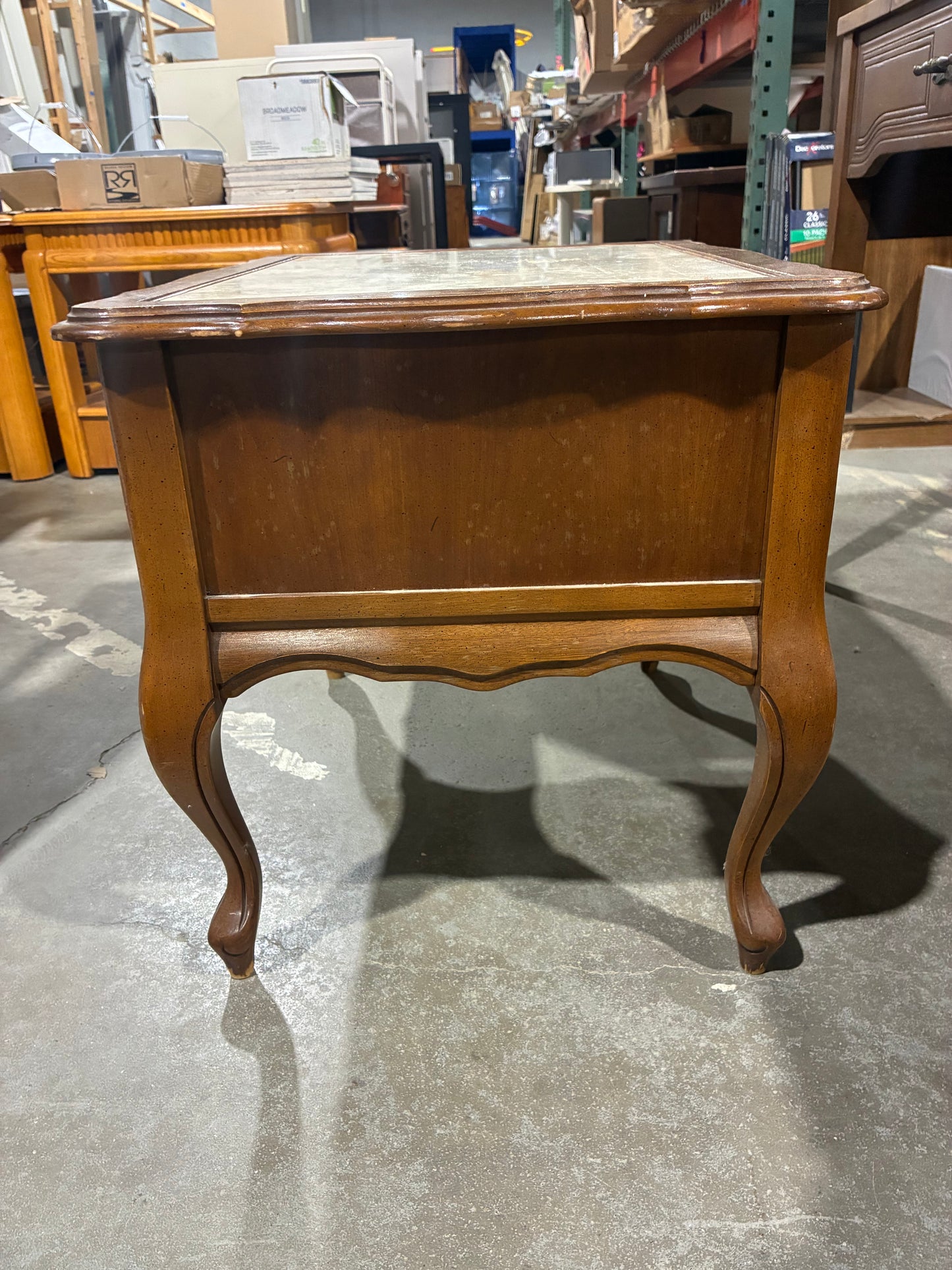 Traditional End Table with Faux Marble Top