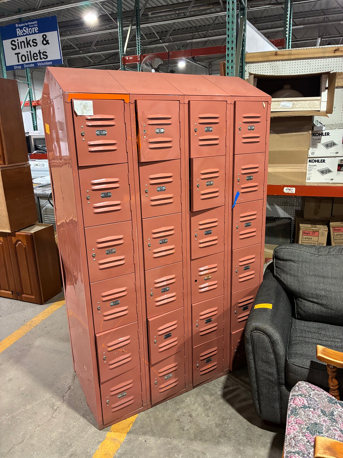 Vintage Industrial Metal Locker Bank