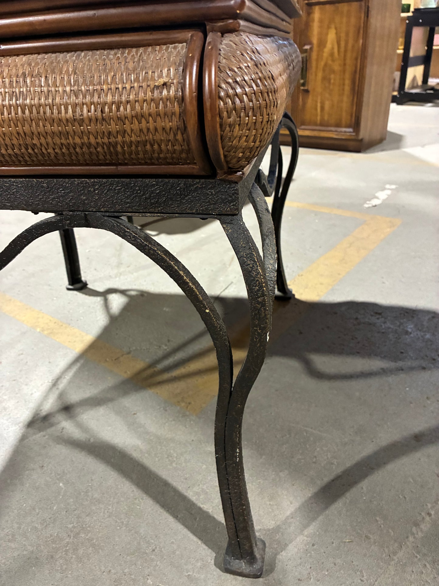 Tropical Rattan & Glass Top Accent Table with Storage Drawer #1