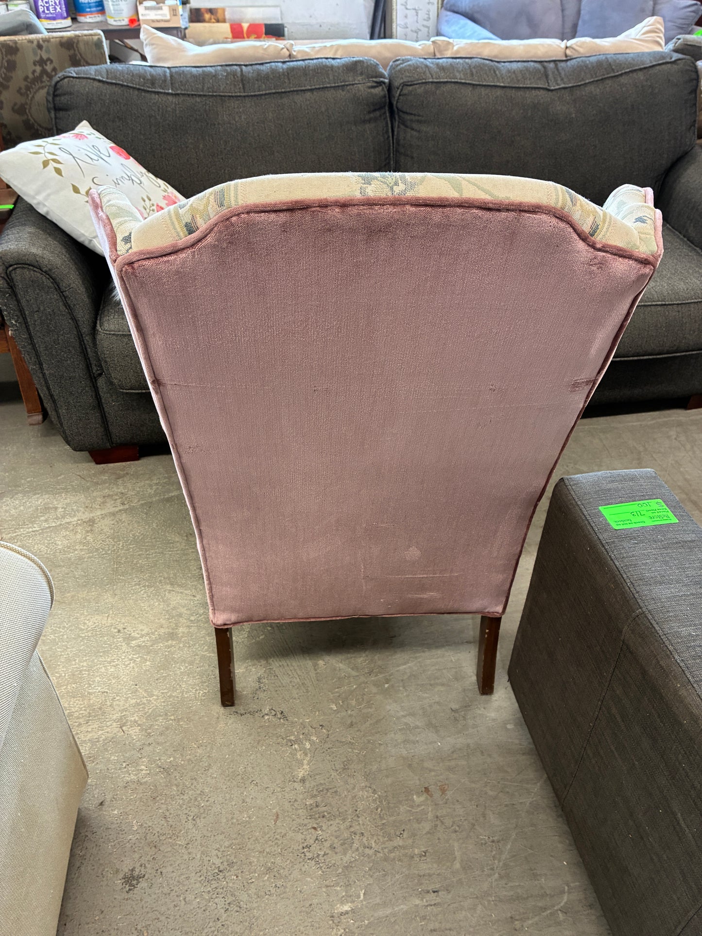 Traditional Floral Wingback Accent Chair