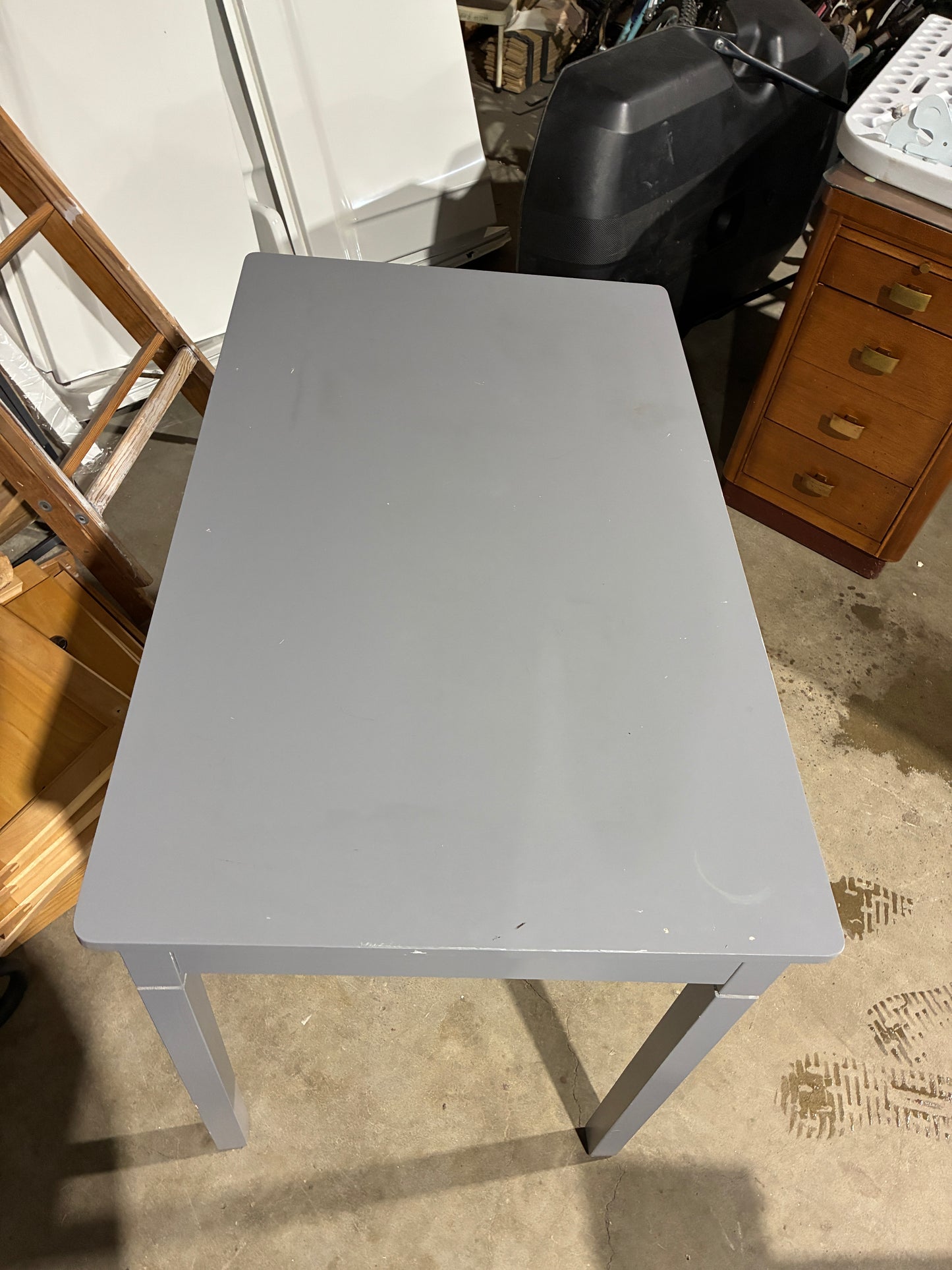 Gray Writing Desk with Storage Drawer