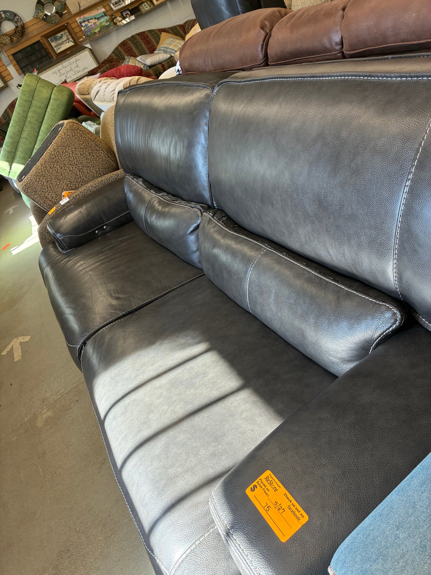 Contemporary Black Faux Leather Loveseat