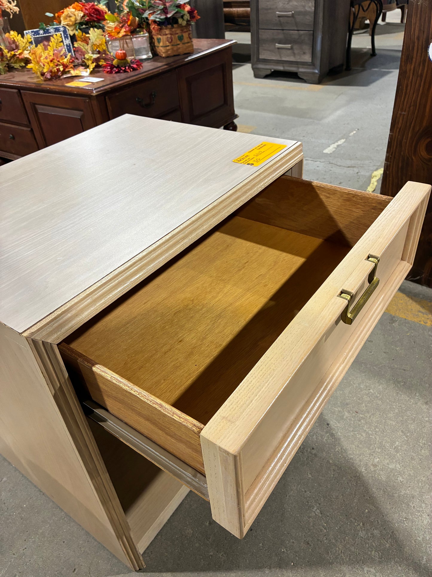 Light Wood One-Drawer Nightstand with Open Shelf