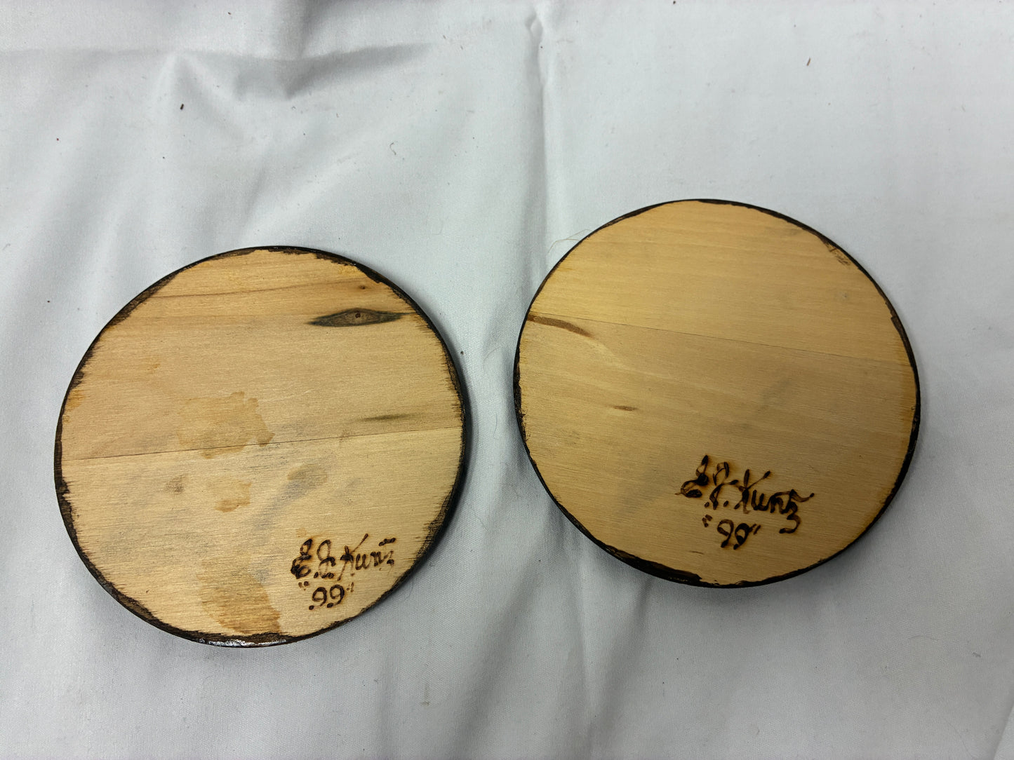 Handcrafted Wood Burned Wooden Coaster Set by E.J. Kuntz