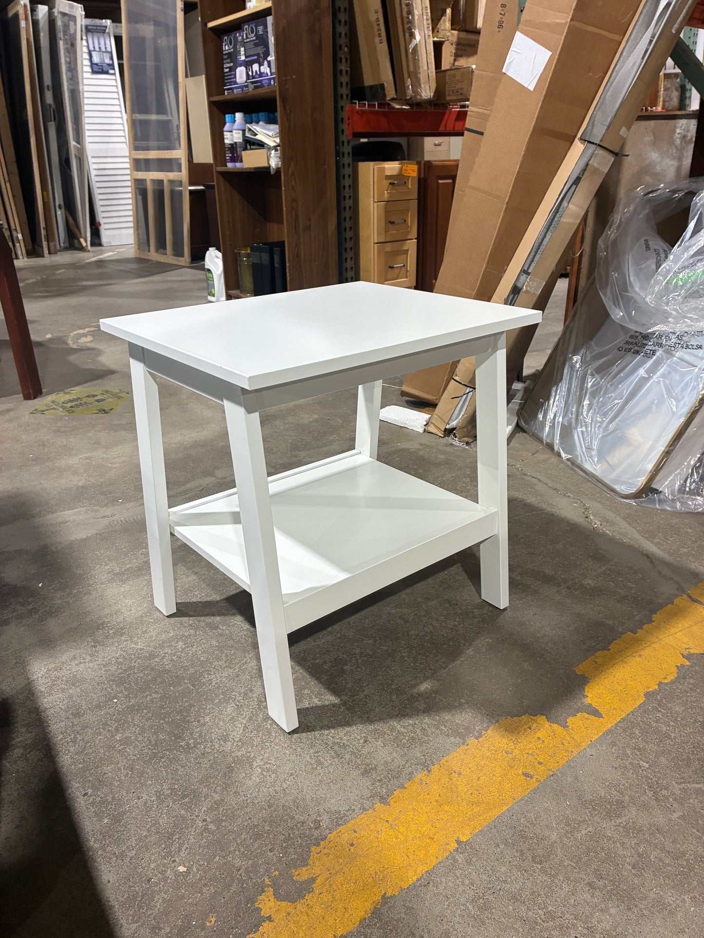 White End Table with Lower Shelf