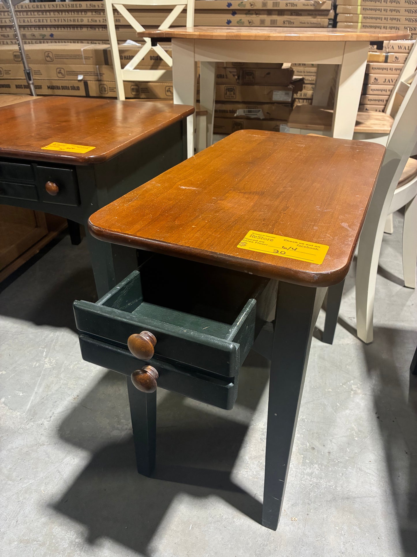 Rustic Two-Tone Accent Table with Dual Drawers $20 each