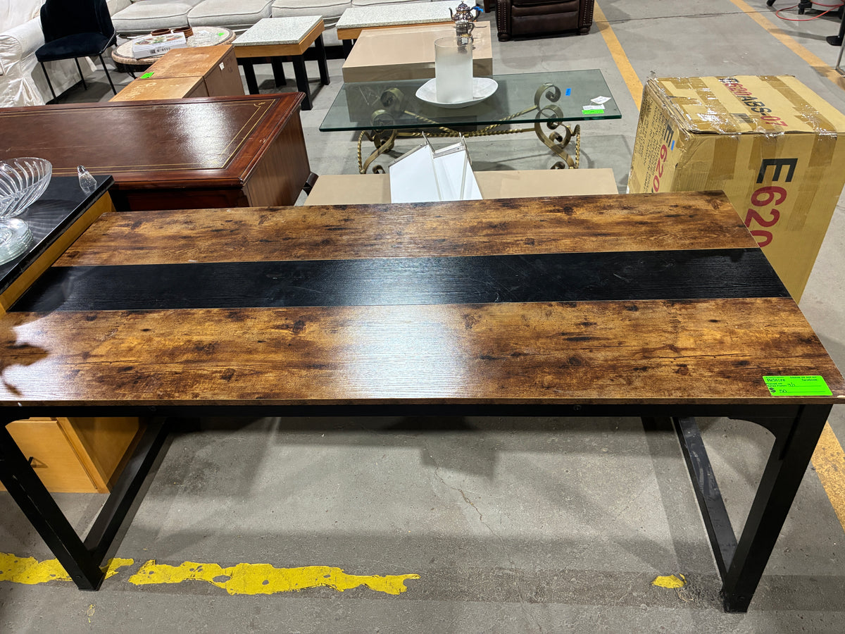 Industrial Rustic Wood and Black Metal Table