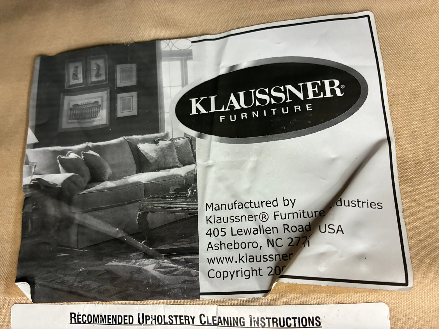 Klaussner Furniture Tan Loveseat