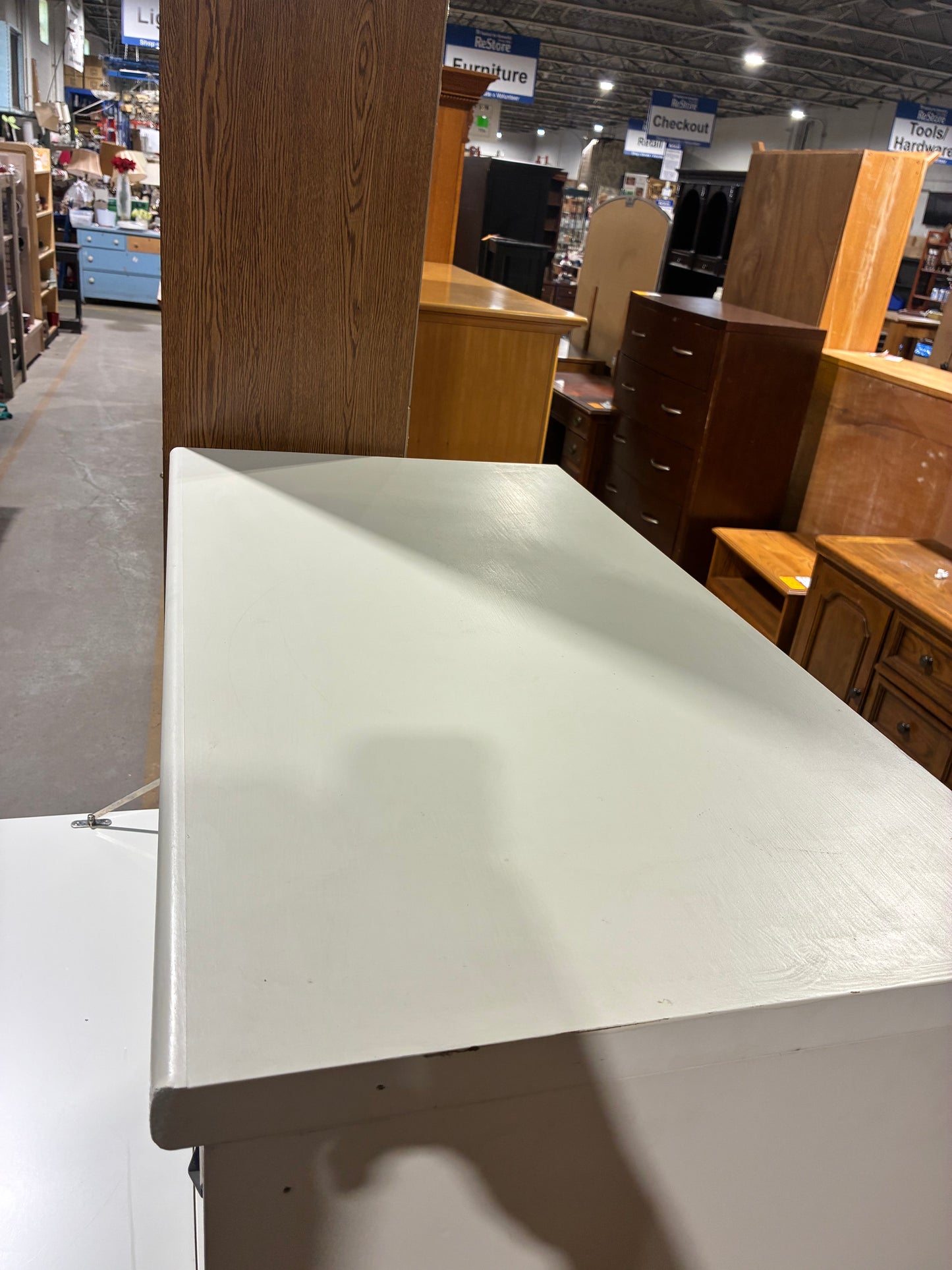 White Flip-Down Storage Cabinet with Glass Shelf